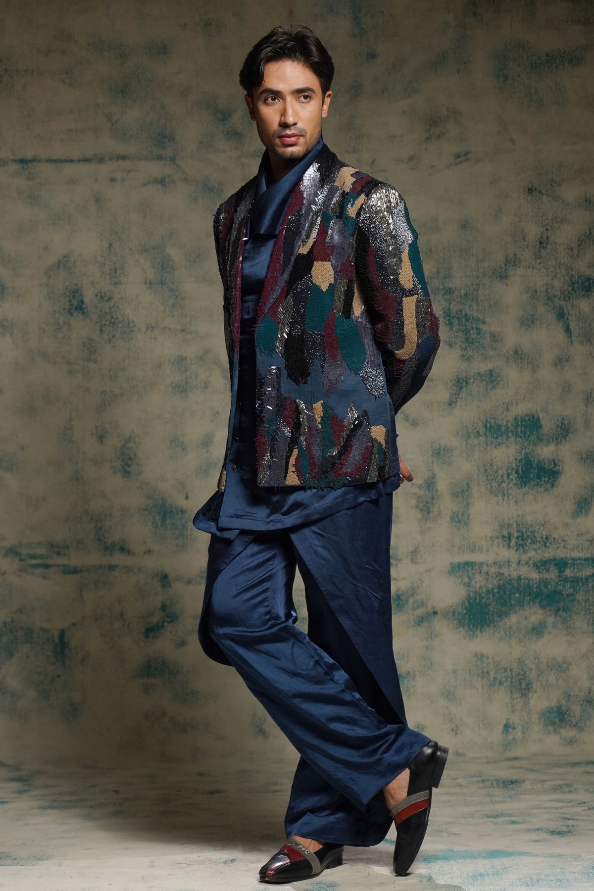 Multicolored Sequined Jacket Set