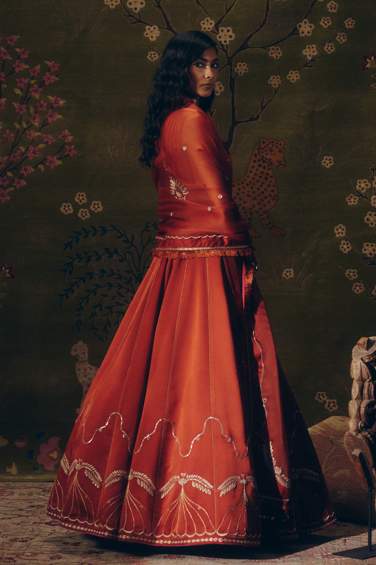 Carnegie Copper Lehenga Set
