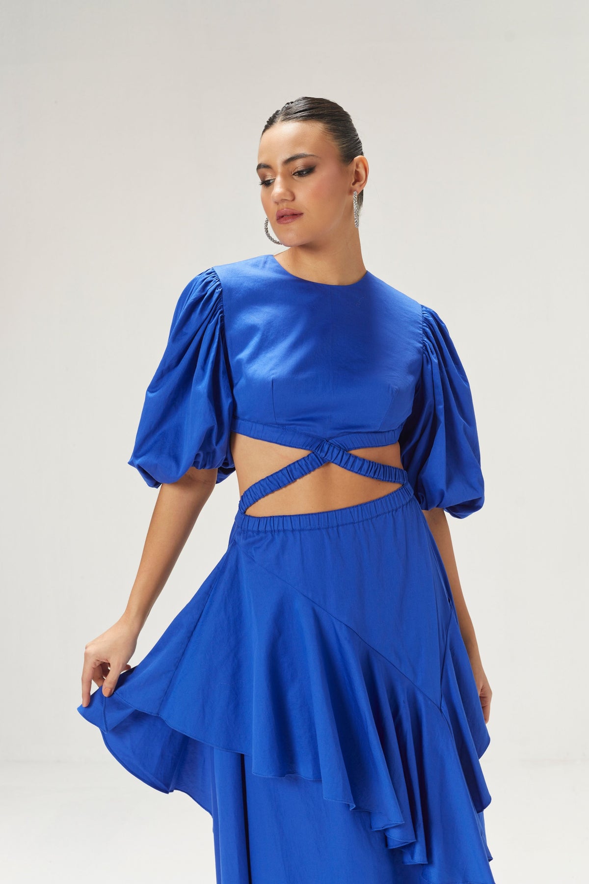 Cobalt Blue Waist Cutout Dress