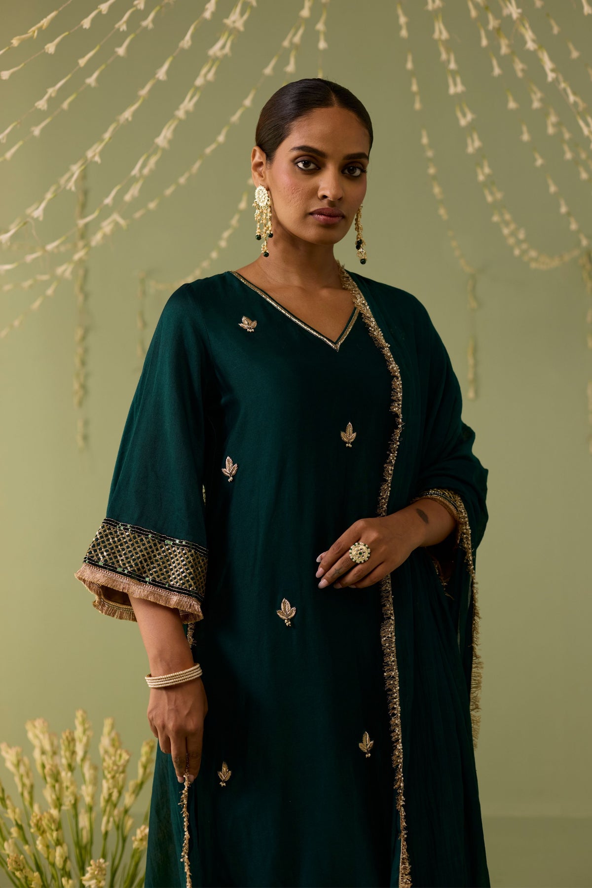 Green Embroidered Kurta Set
