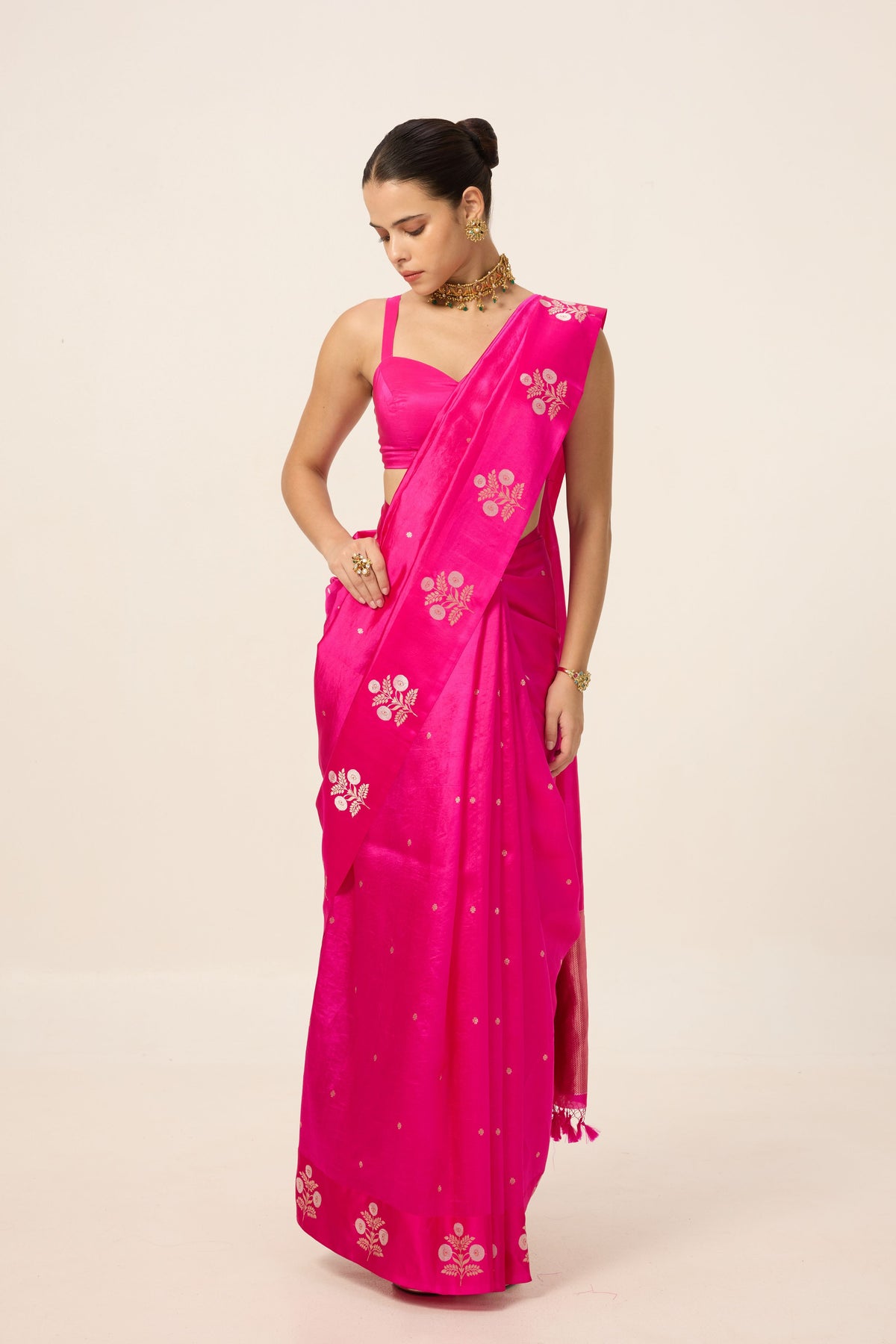 Hot Pink Silk Saree