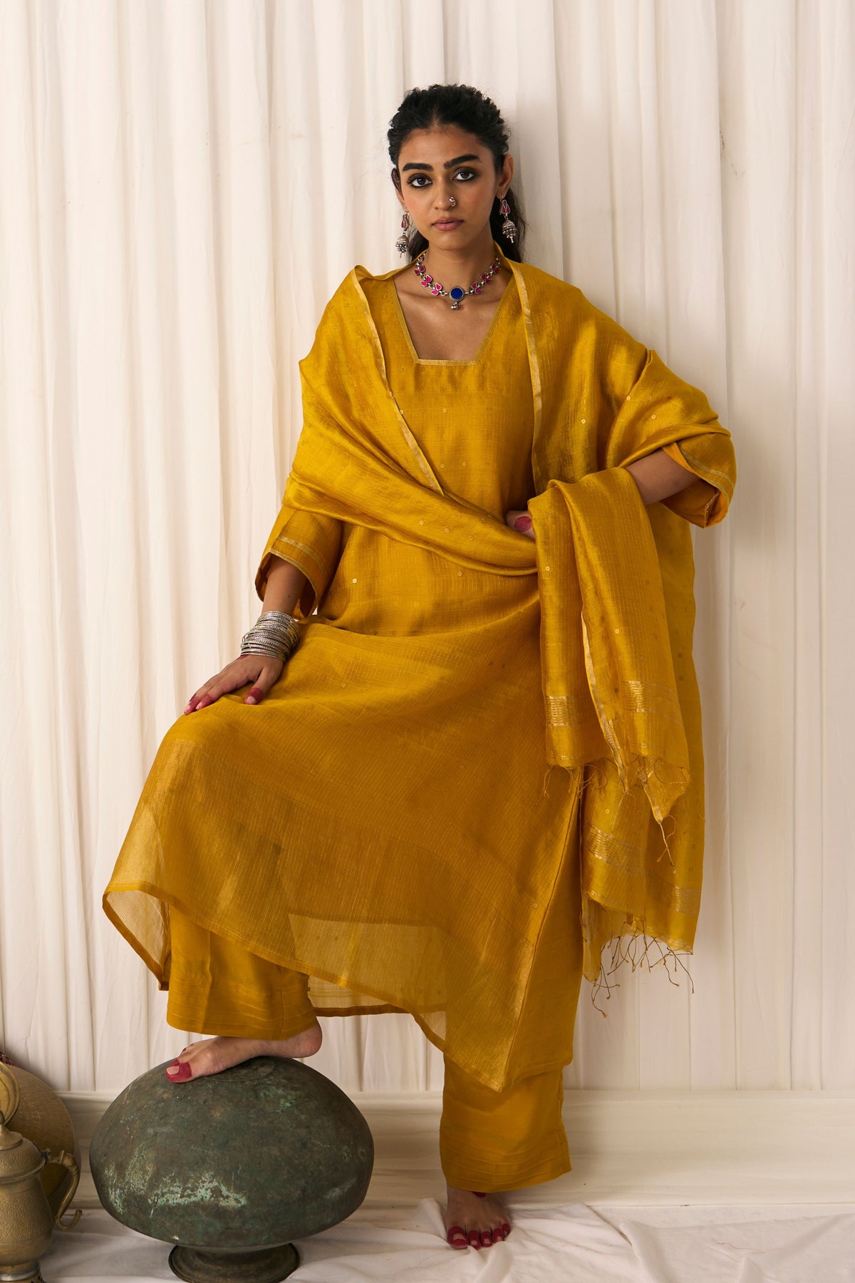 Farah Yellow Kurta Set