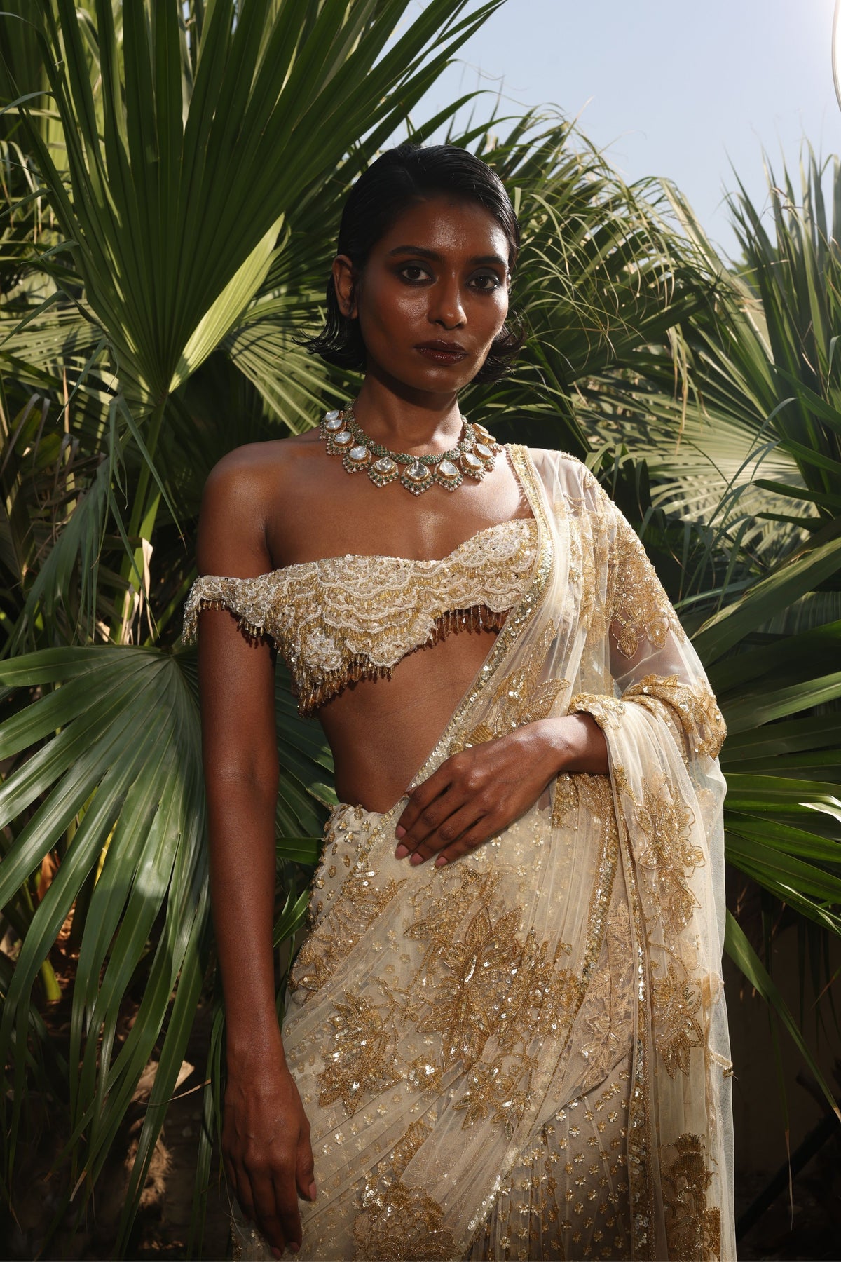 Sitara Palam Lehenga Saree Set