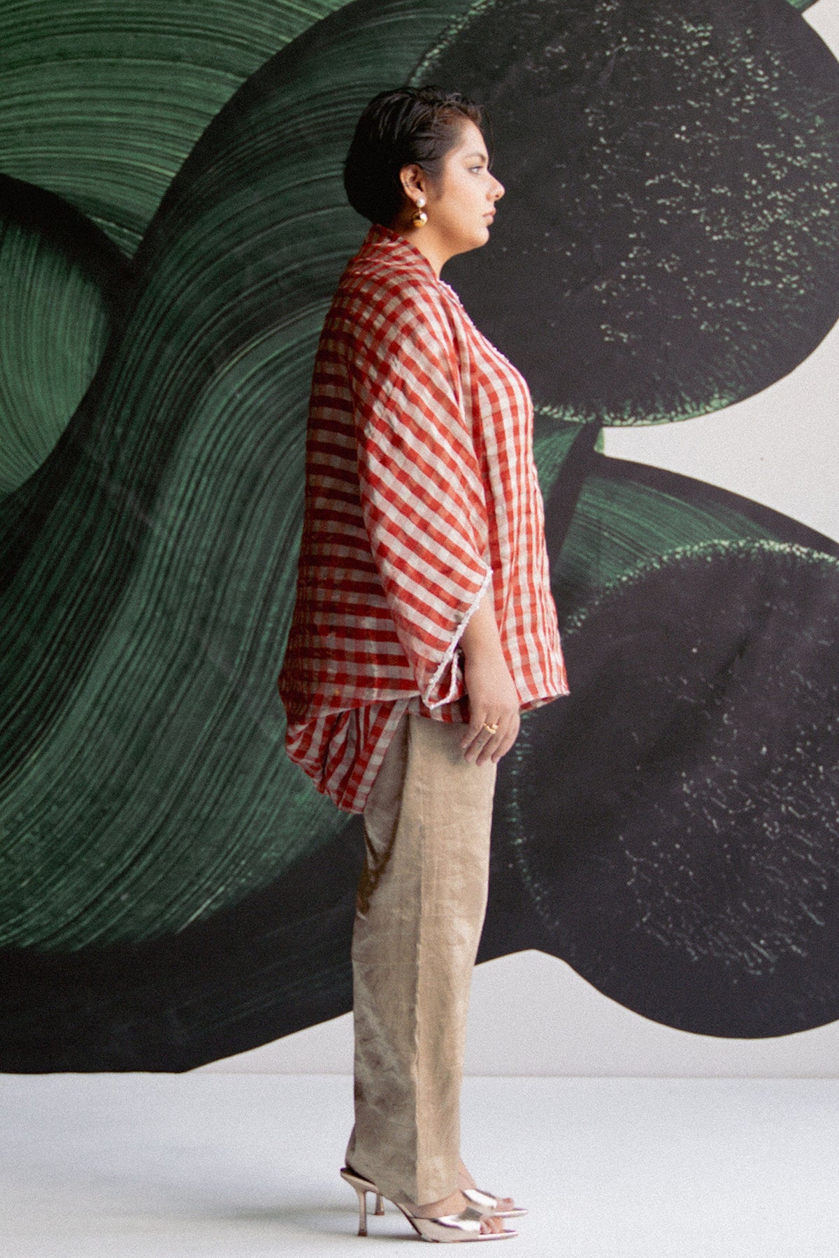 Red Check Cape Top Set