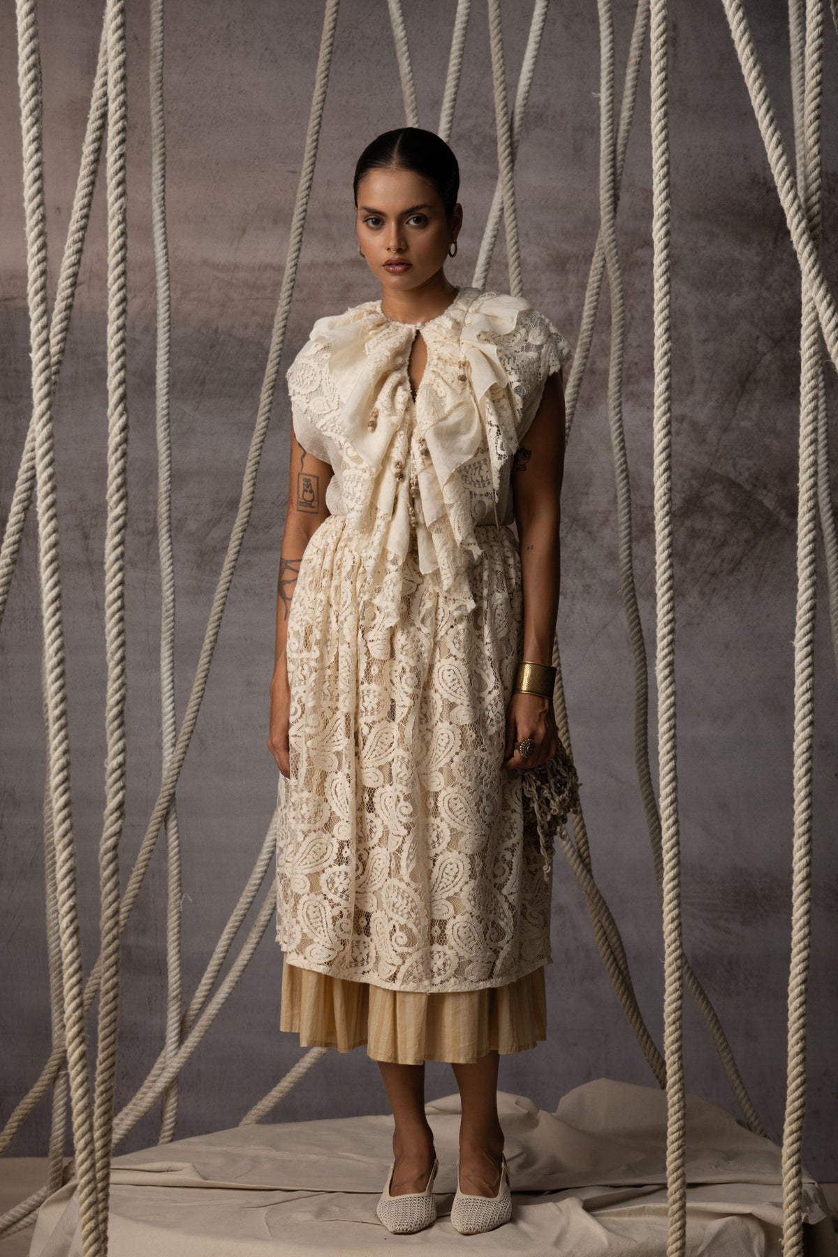 Ivory Lace Overlay  Skirt