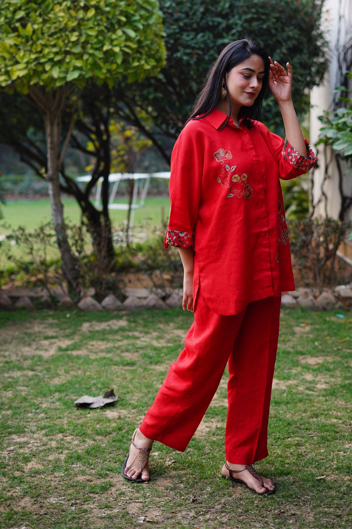 Red Emb Big Shirt