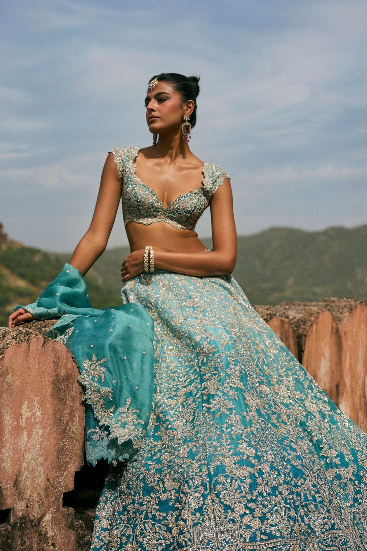 Blue Vajra Lehenga Set