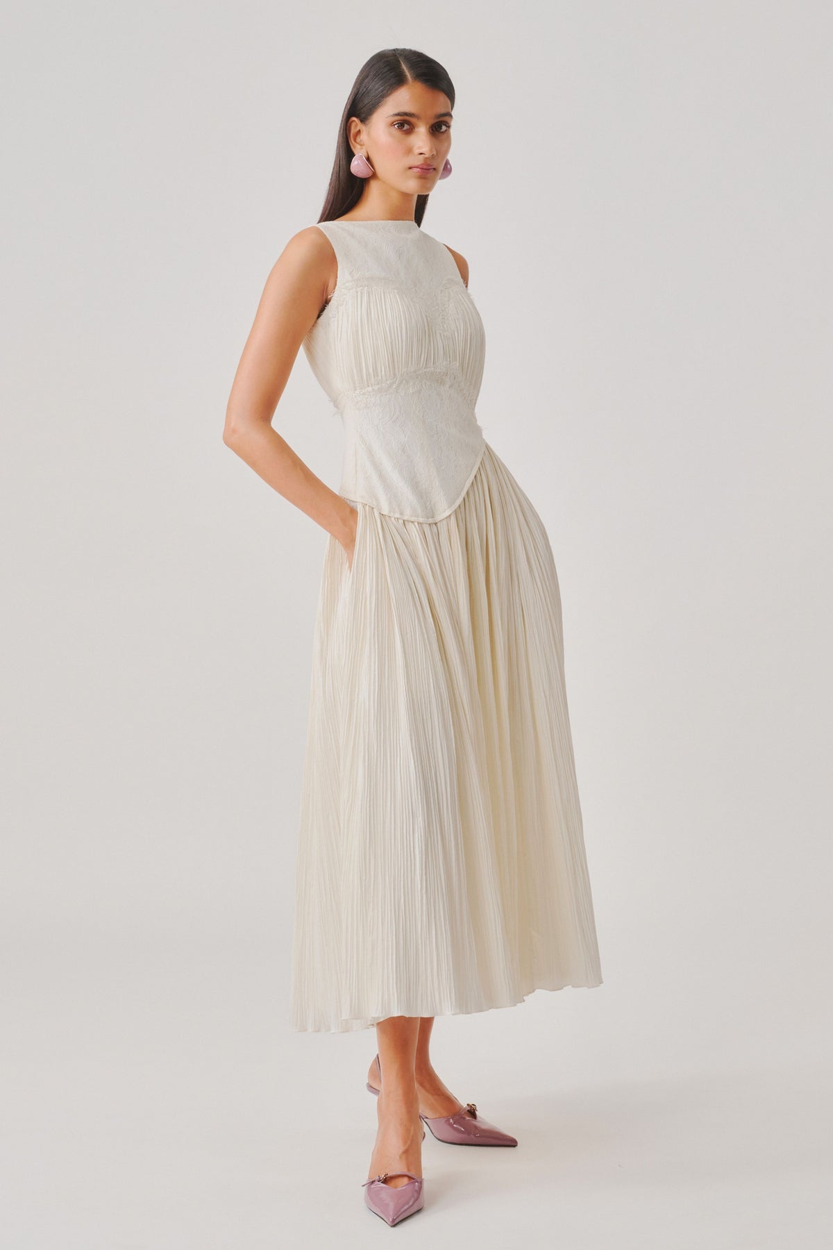 Ivory Ruched Corset Dress