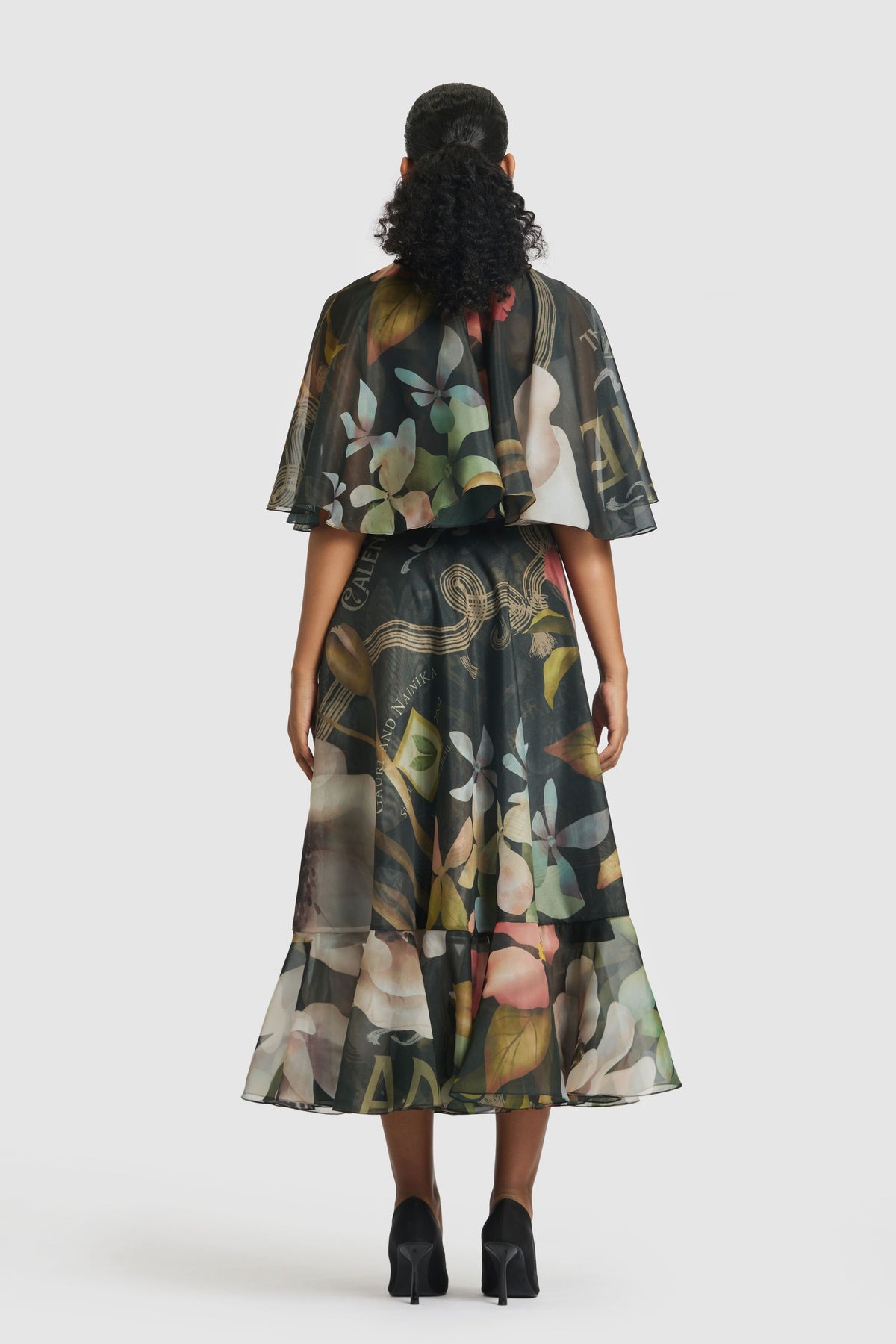 Black Midi Cape Dress