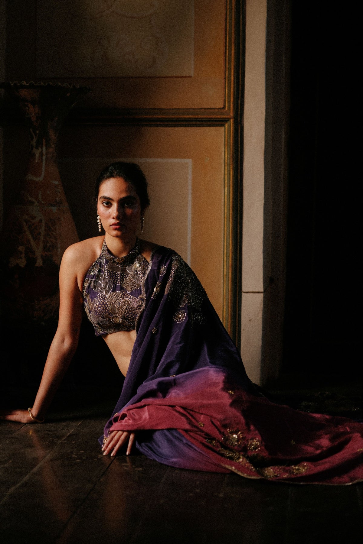 Mulberry Wine Ombre Saree