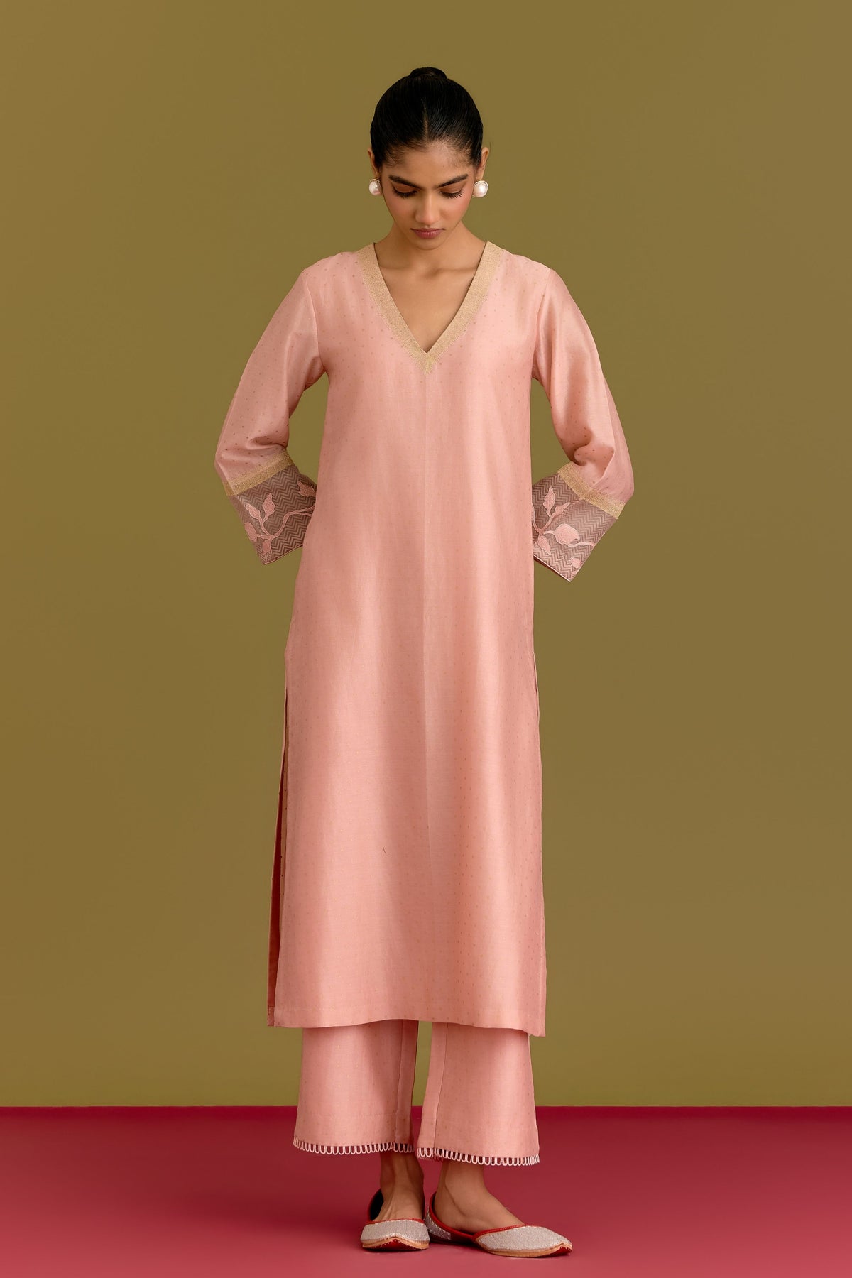 Pink Hand Painted Kurta Set