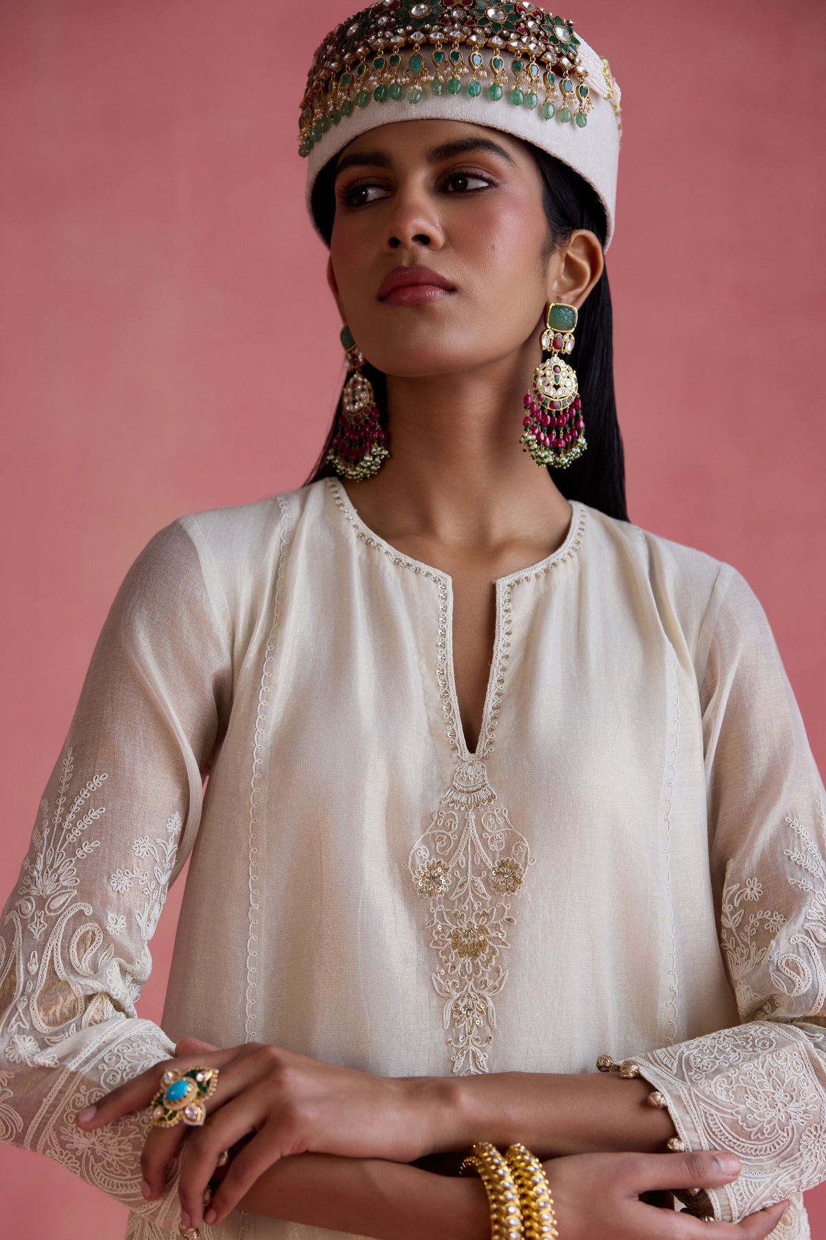Fiza Ivory Dhoti Set