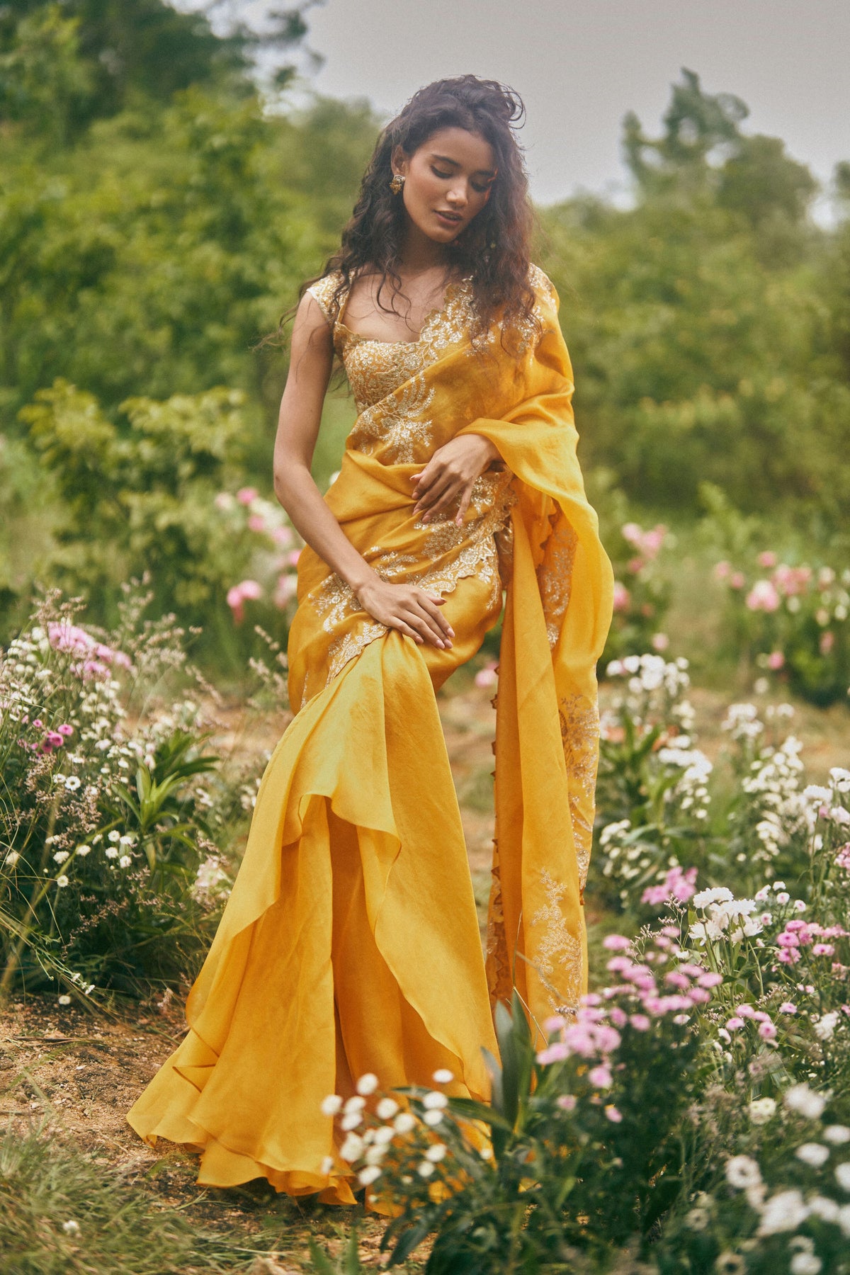 Aari Ruffle Saree Set