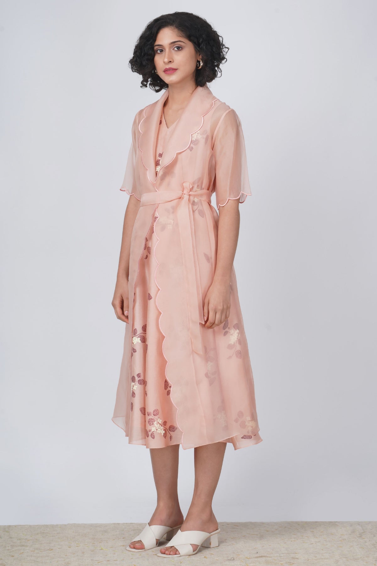 Old Rose Scalloped Collar Dress