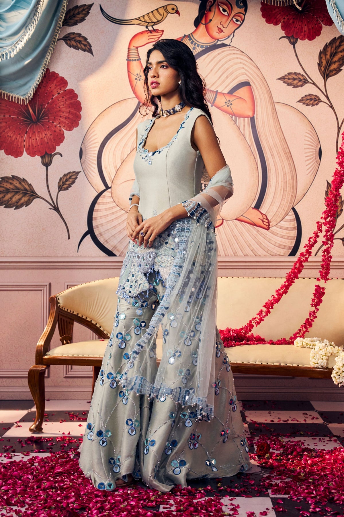 Blue Sharara Set