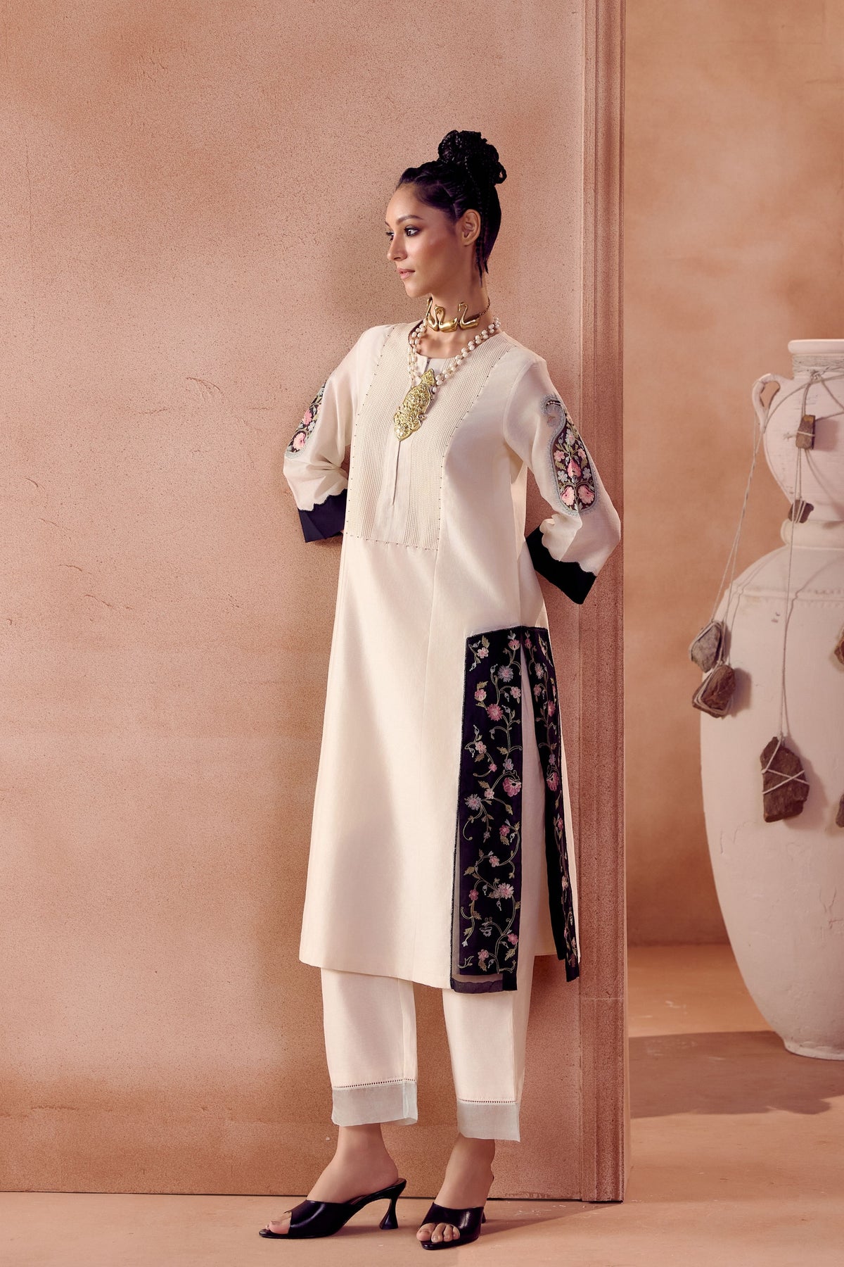 Ivory Black Kurta Set