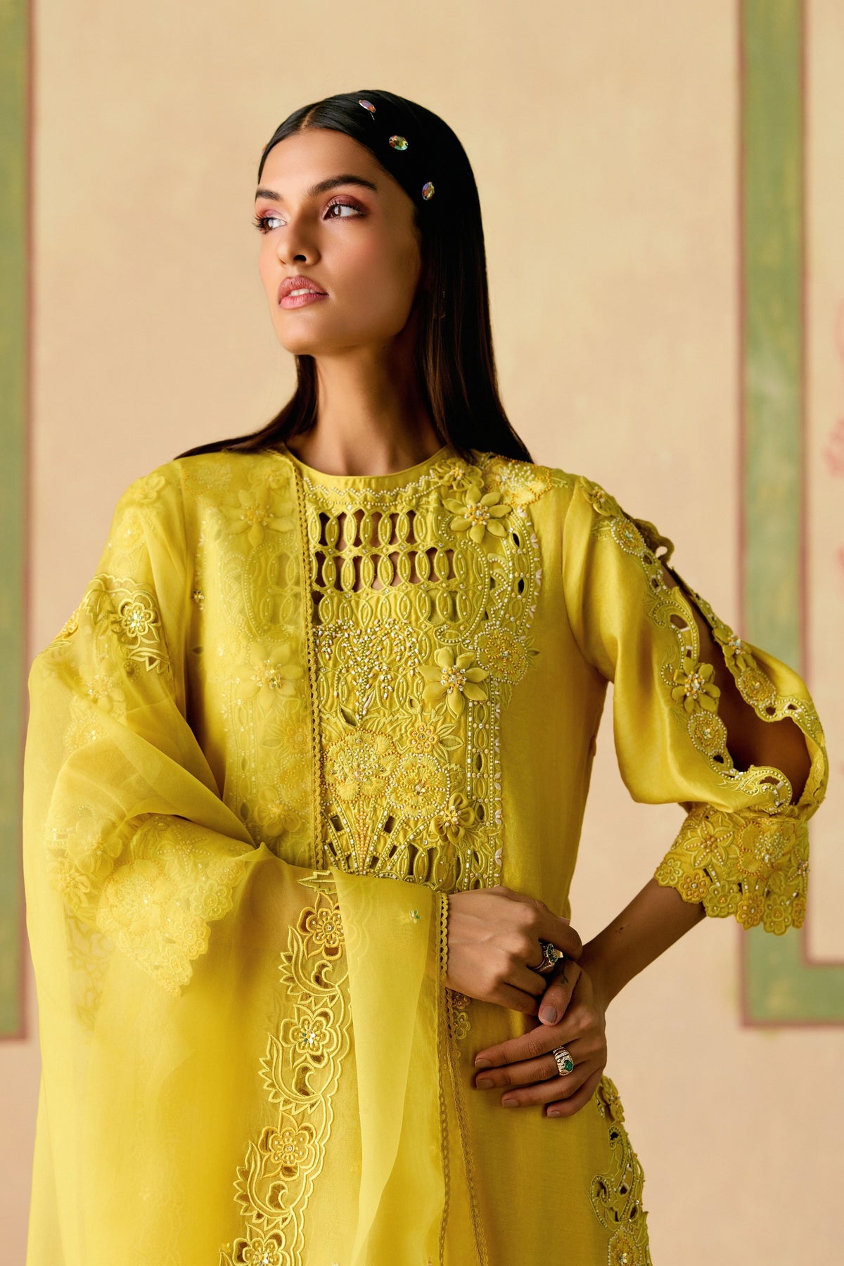 Yellow Cutwork Dupatta