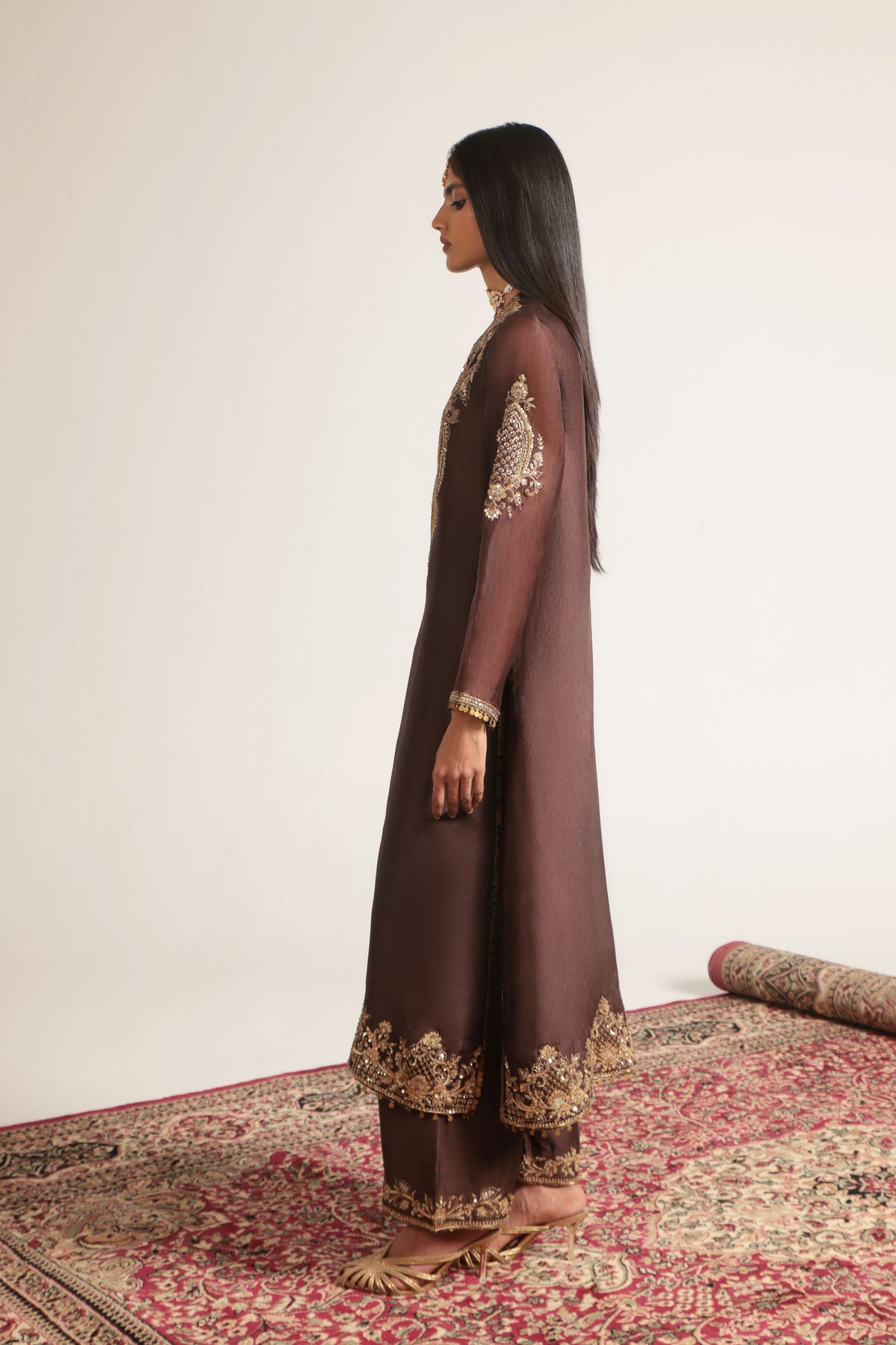 Brown Straight Kurta Set