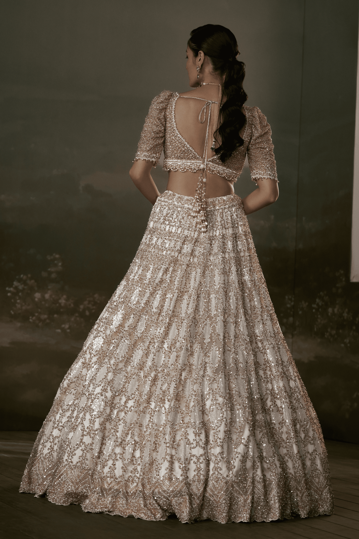 Ivory and Gold Lehenga Set