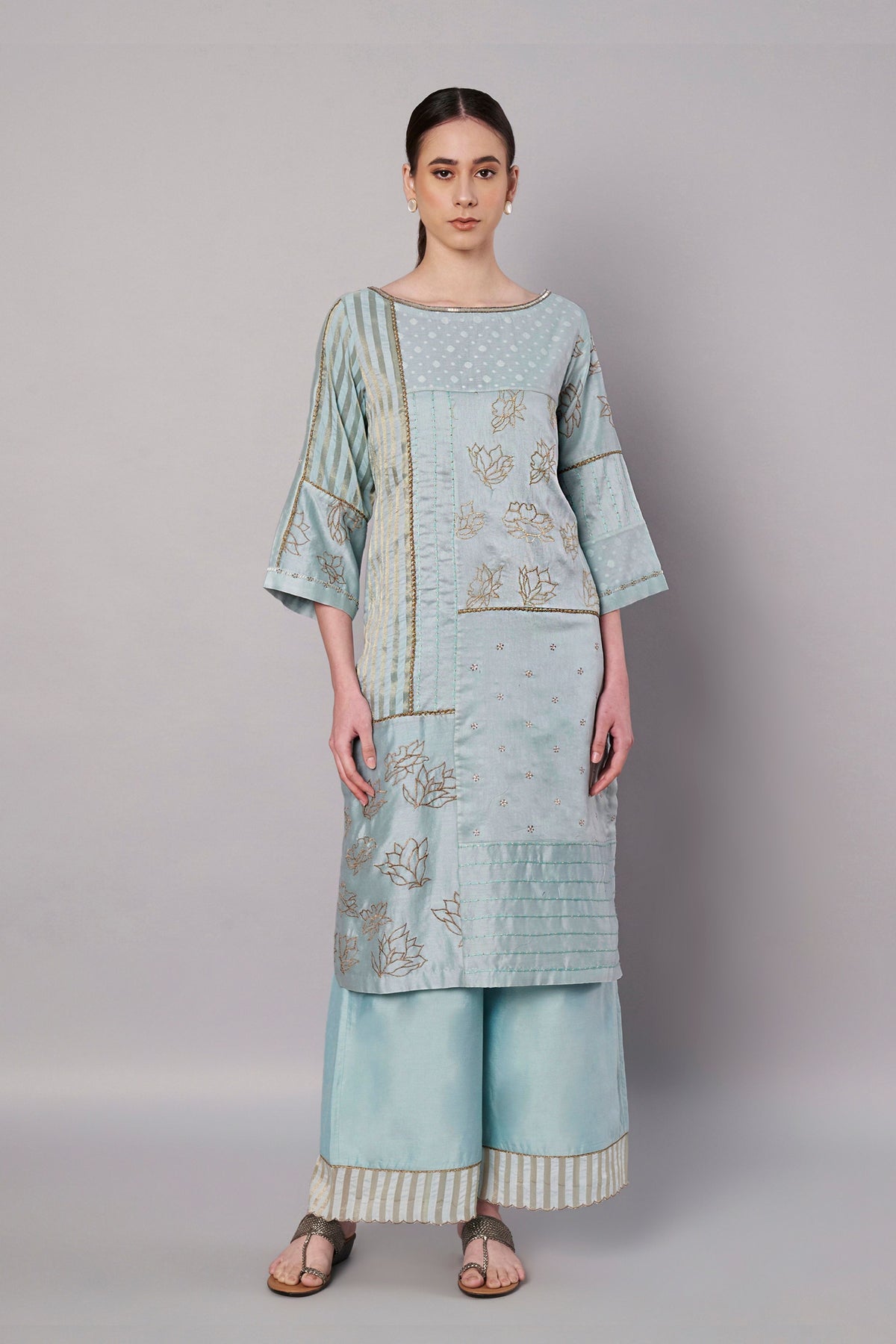 Spring Collage Ice Blue Kurta Set