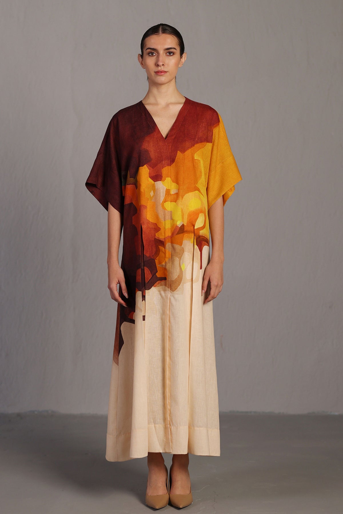 Brown and Ochre Long Dress