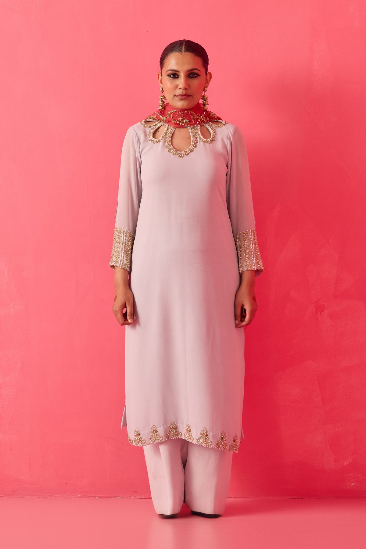 Steel Grey Straight Kurta Set