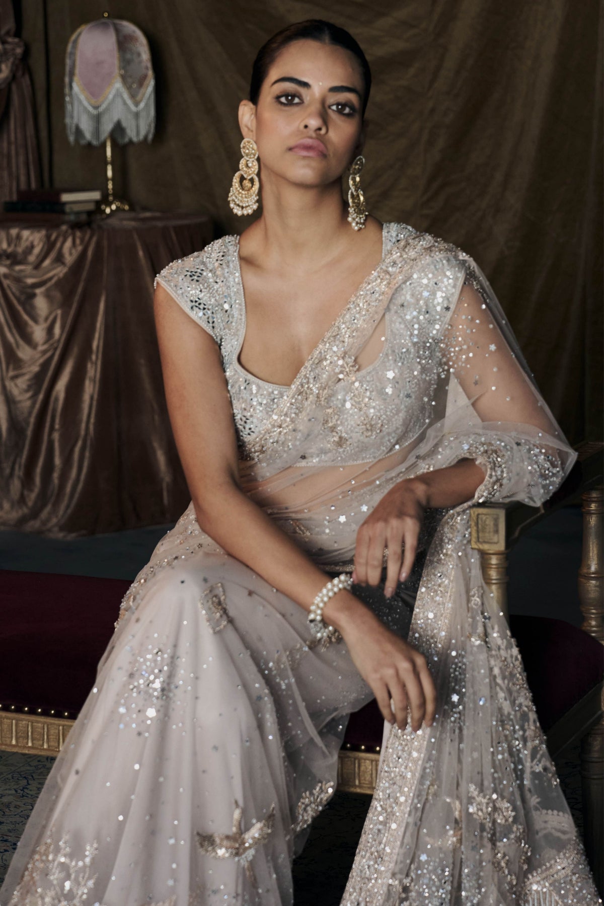 Midnight Masai Tulle Saree Set