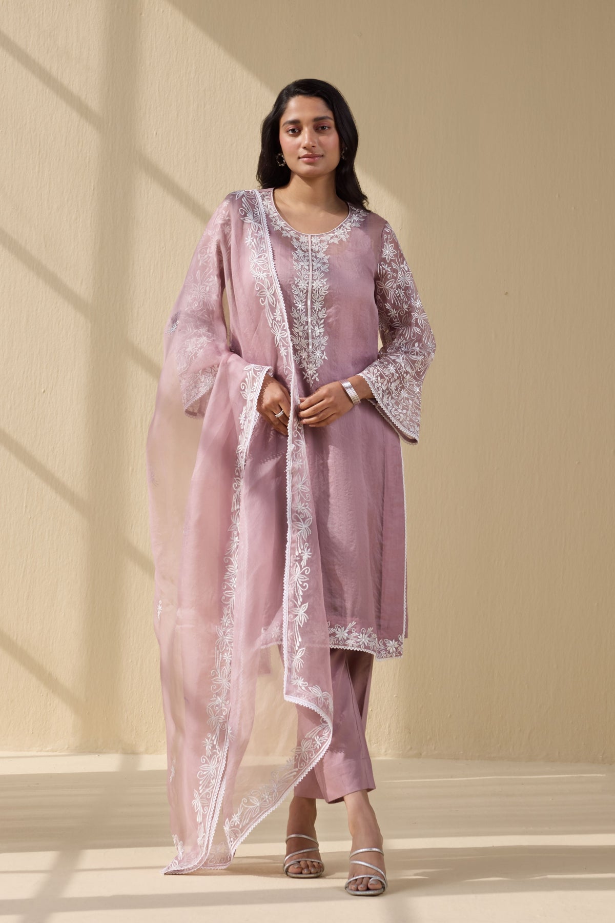 Lavender Embroidered Organza Suit