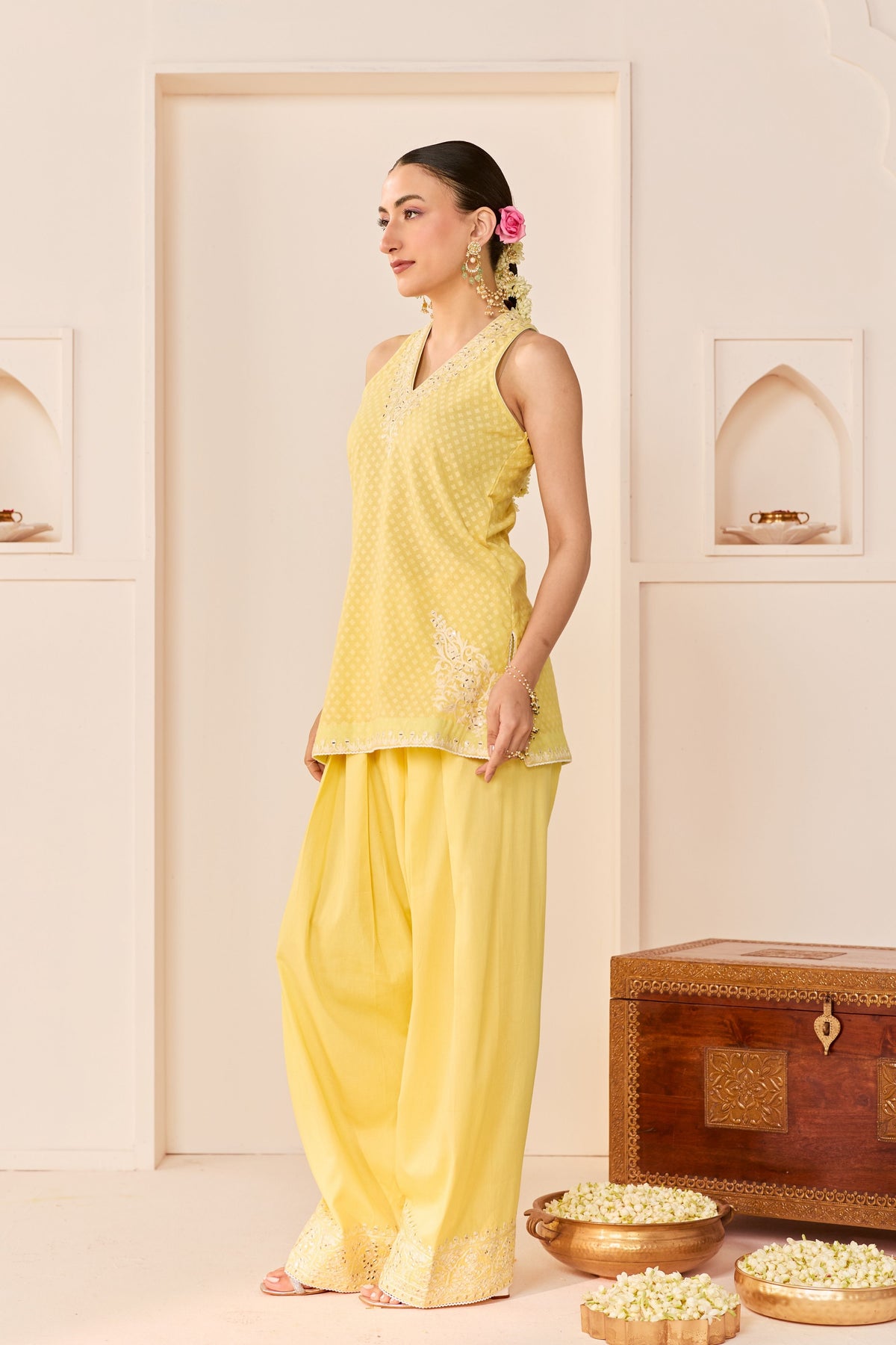 Miral Lemon Yellow Short Kurta Set