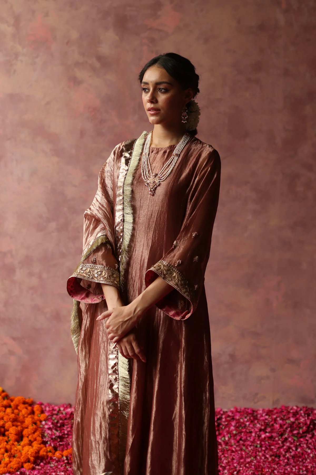 Zaahra Rose Gold Kurta Set