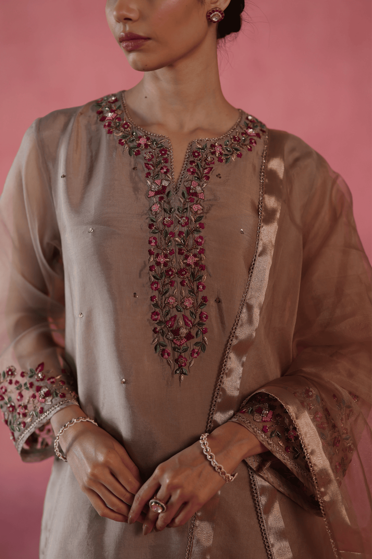 Beige Kewra Kurta Set