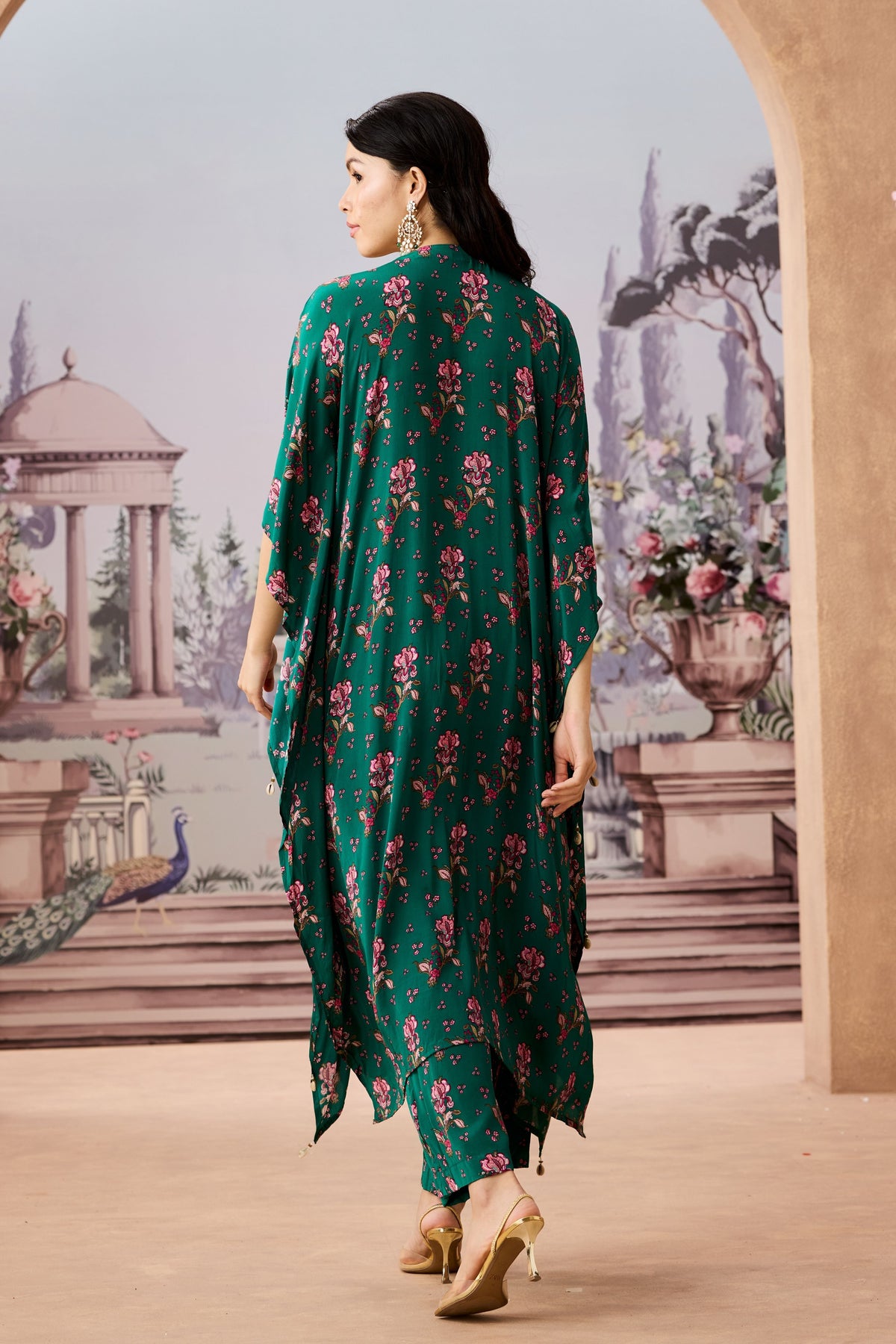 Green Rose Kaftan Set