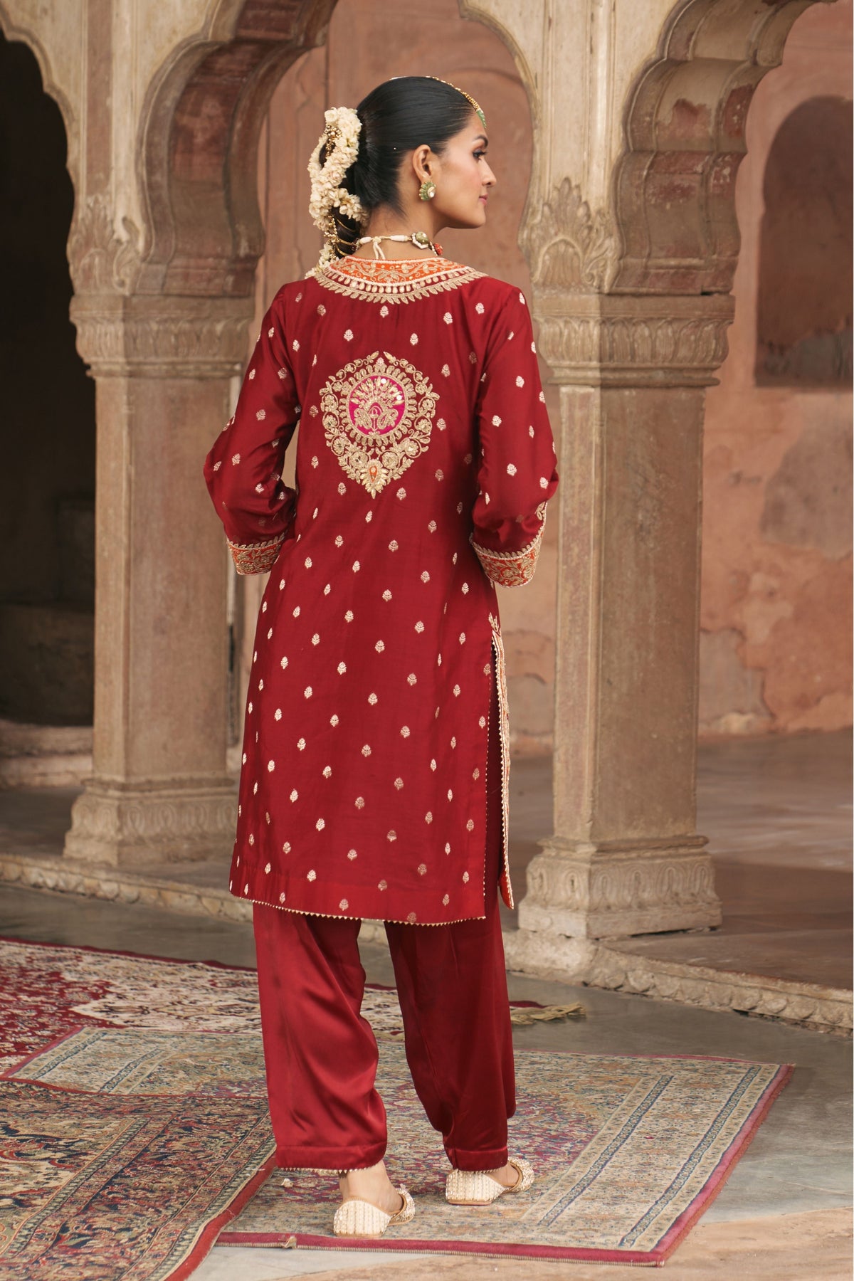 Anila Red Kurta With Salwar