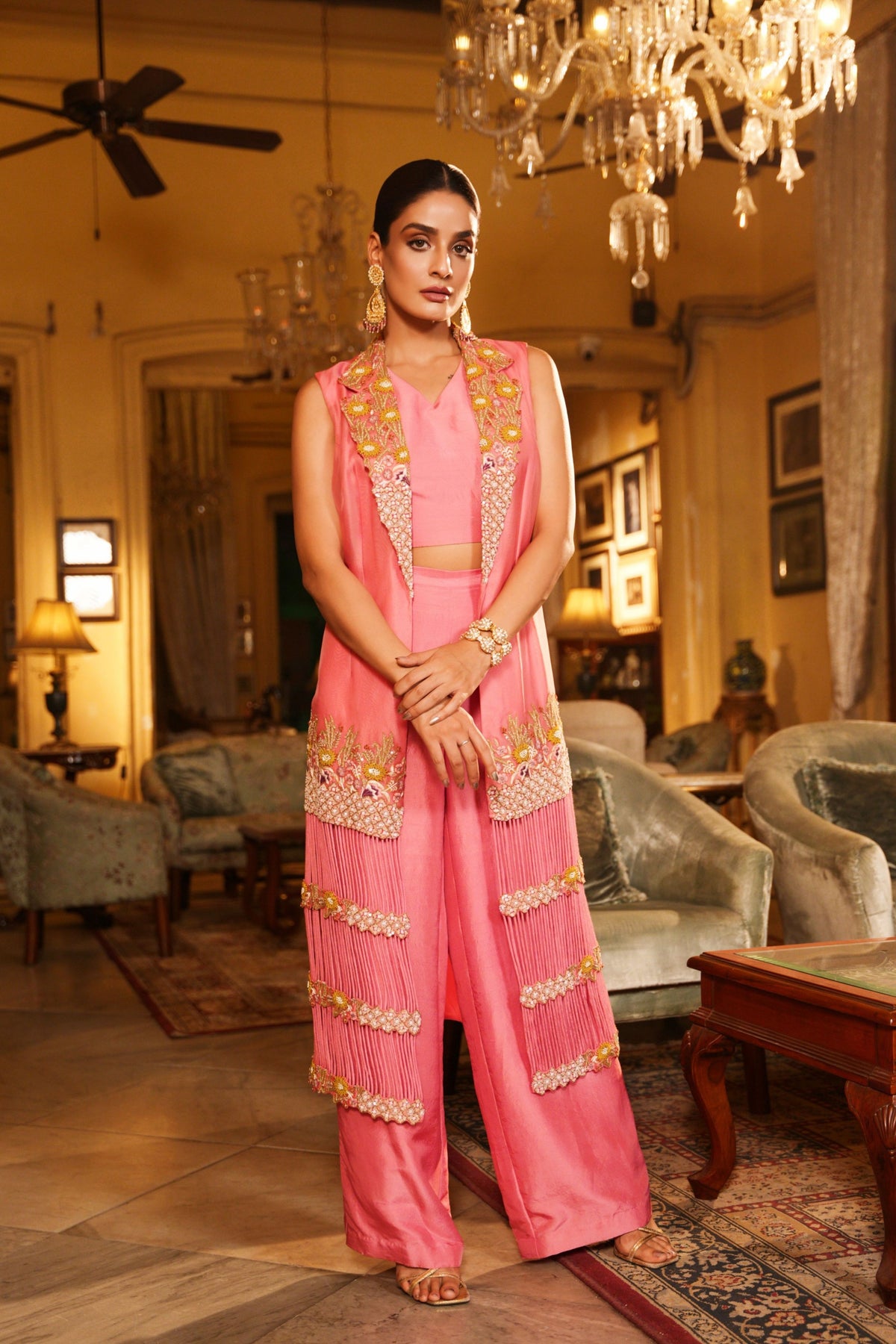 Hand Embroidered Dori Jacket Set