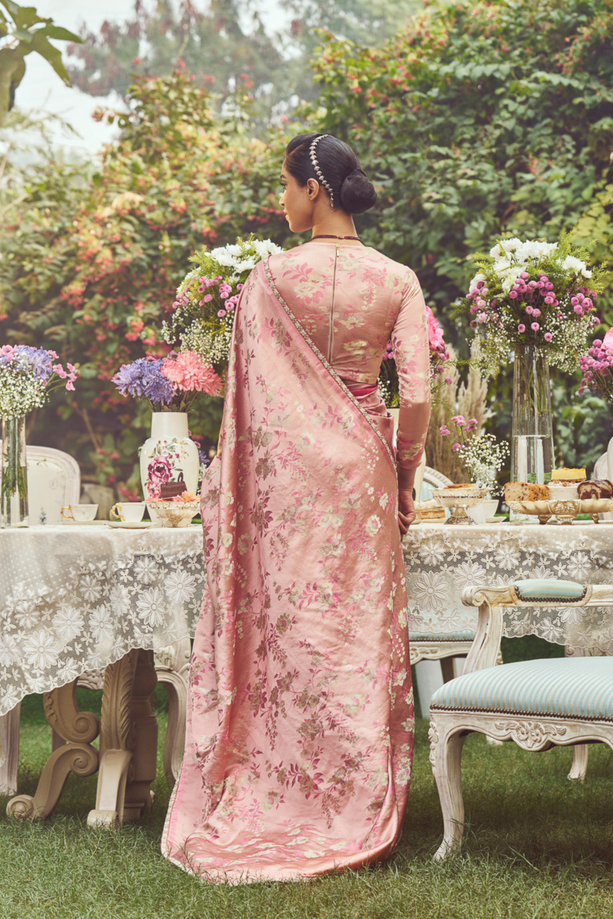 Rose Pink Zari Handloom Sari