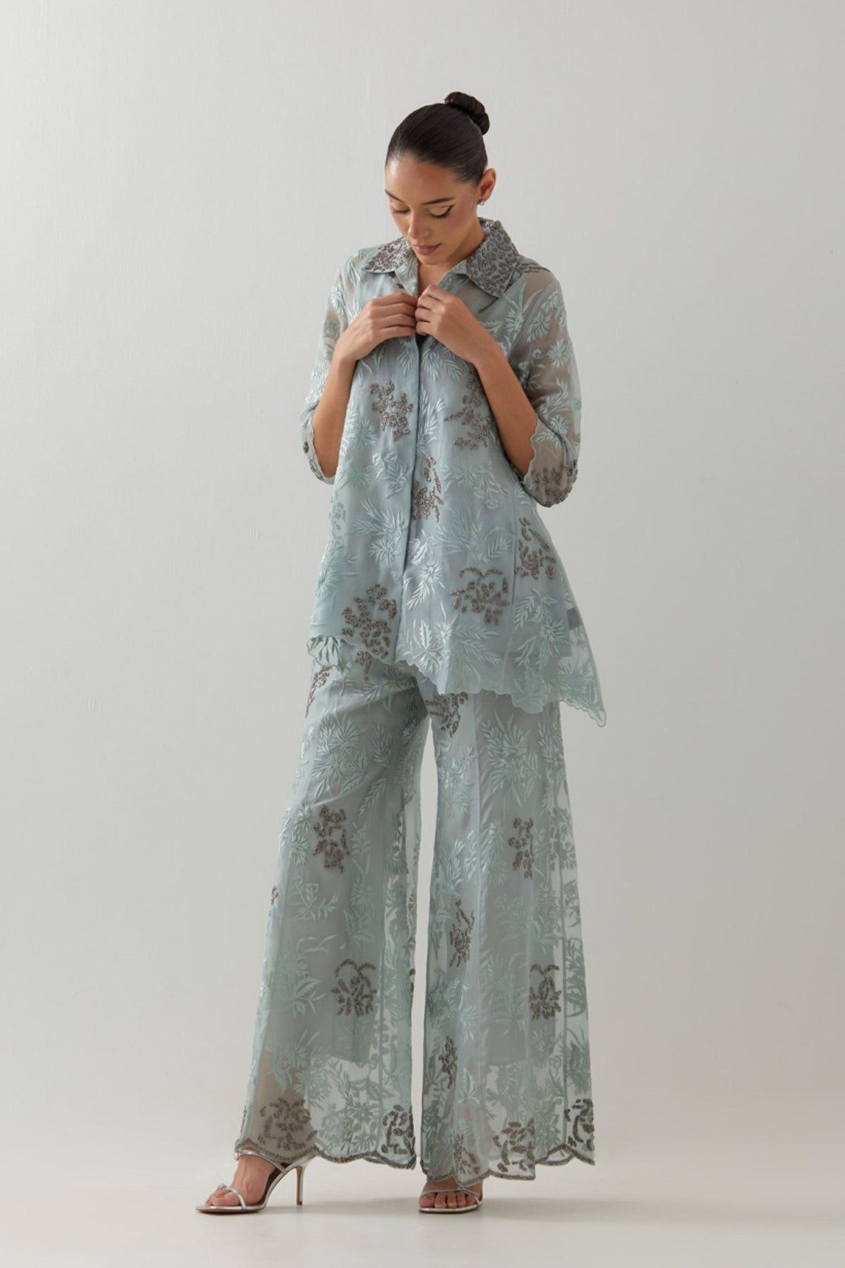 Celadon Organza Co-Ord Set
