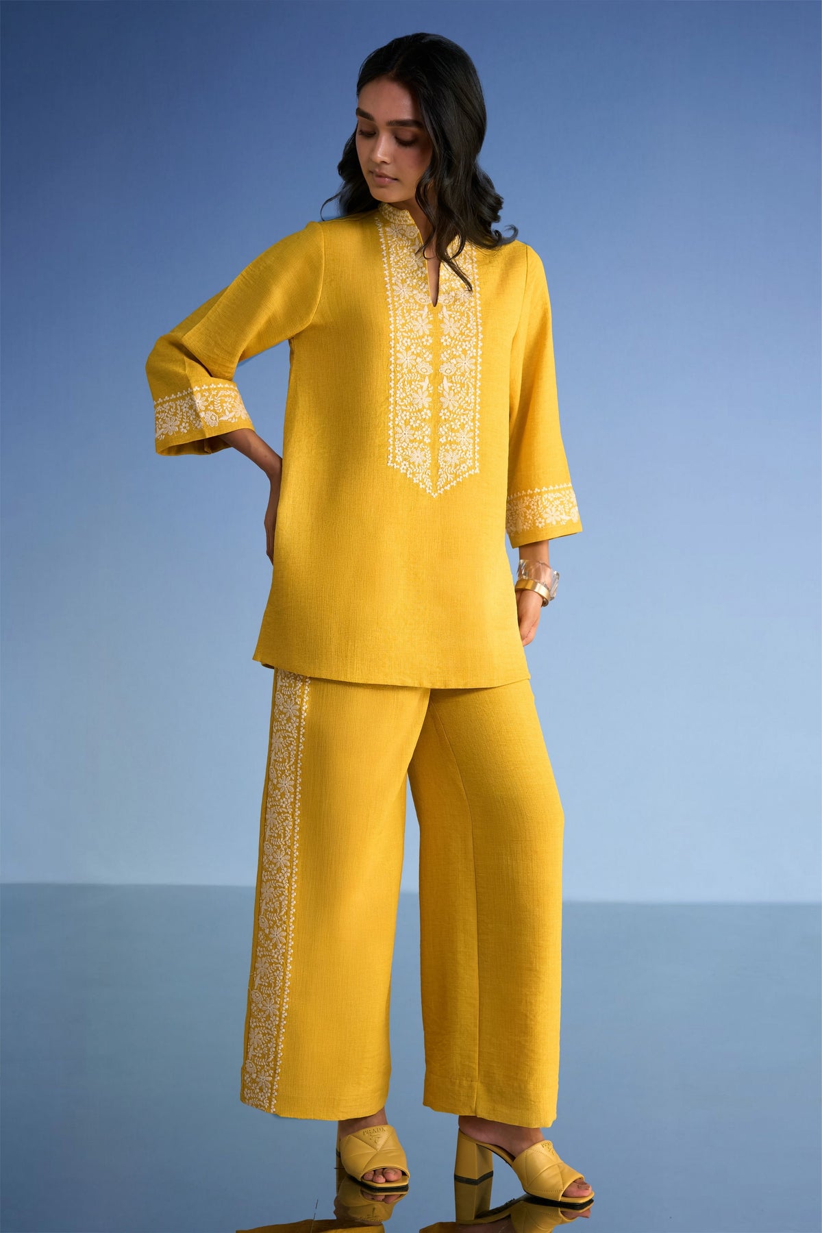 Embroidered Yellow Co-ord Set