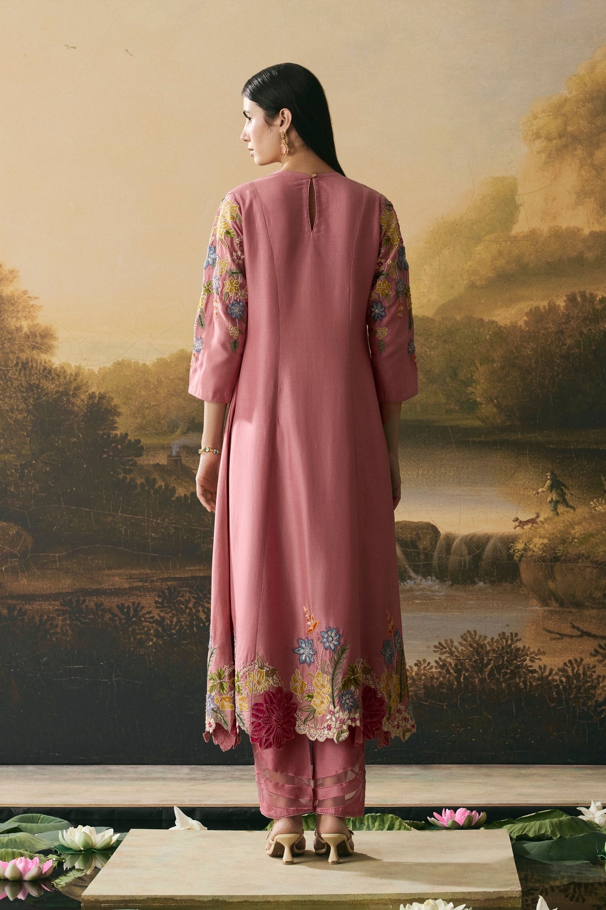 Pink Floral Kurta Set