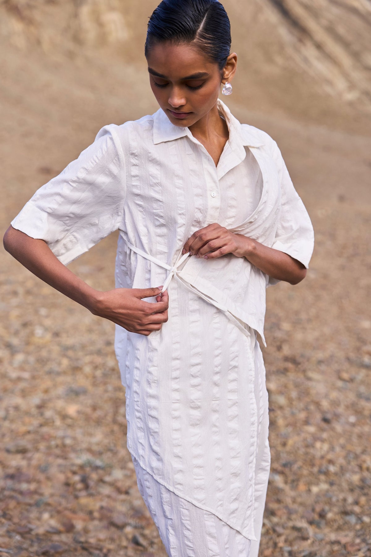 Asymmetric Hem Side-tie Set