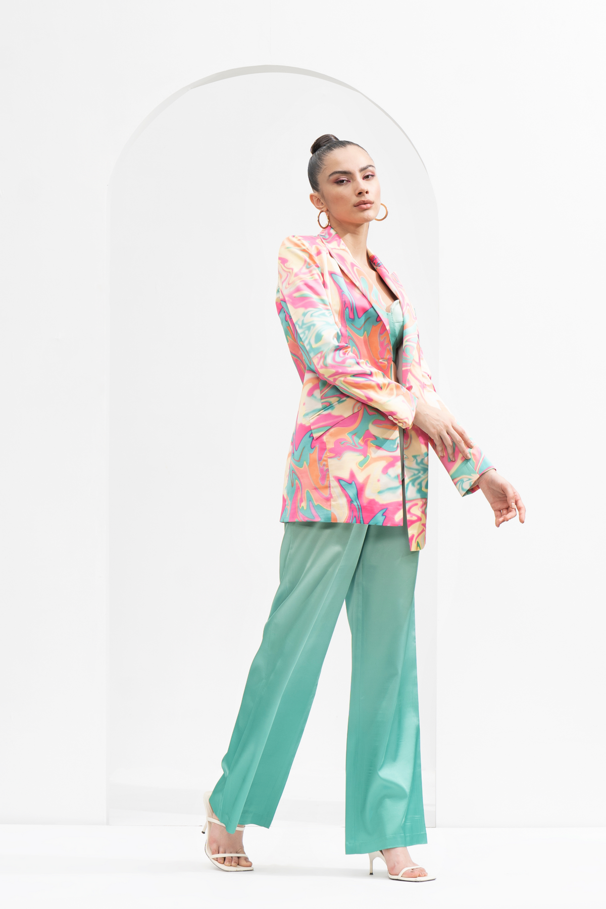 Blurred Printed Satin co-ord set
