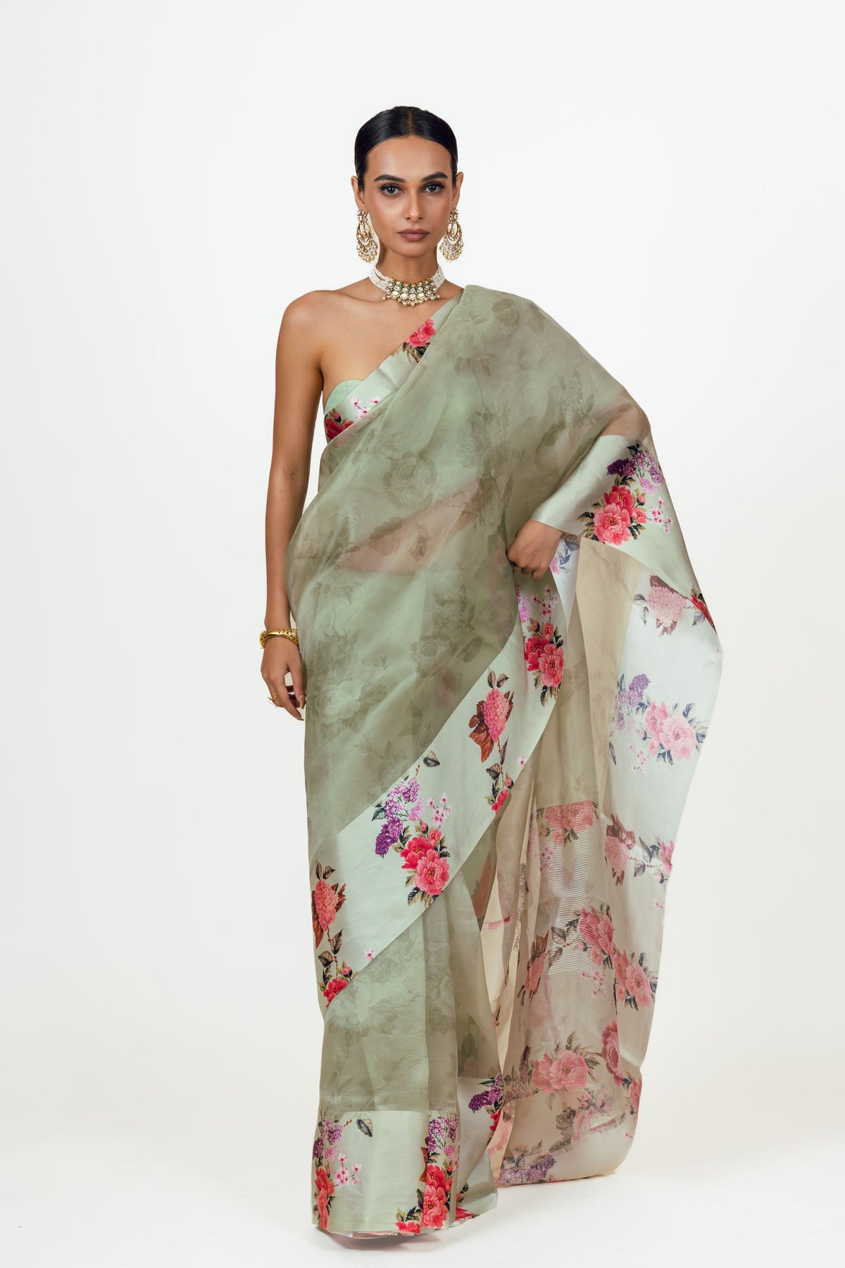 Nila Mist Green Organza Saree