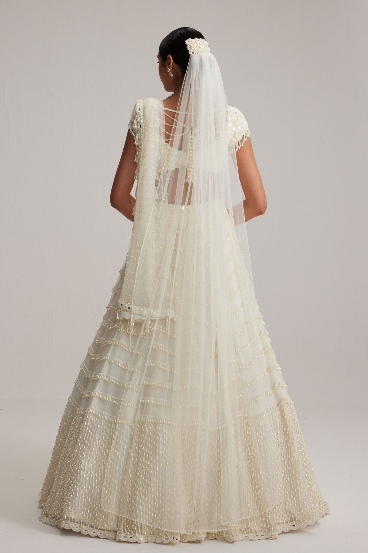 Mirror and Pearl Drop Bridal Lehenga Set