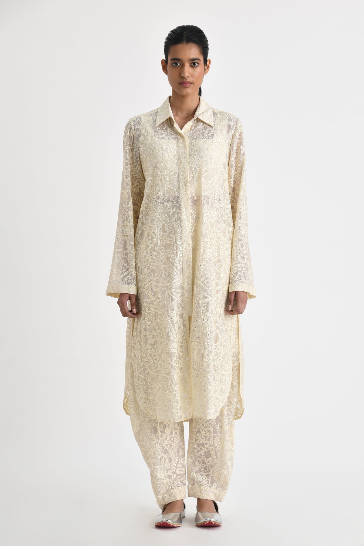 Petra Embroidered Cowl Pants