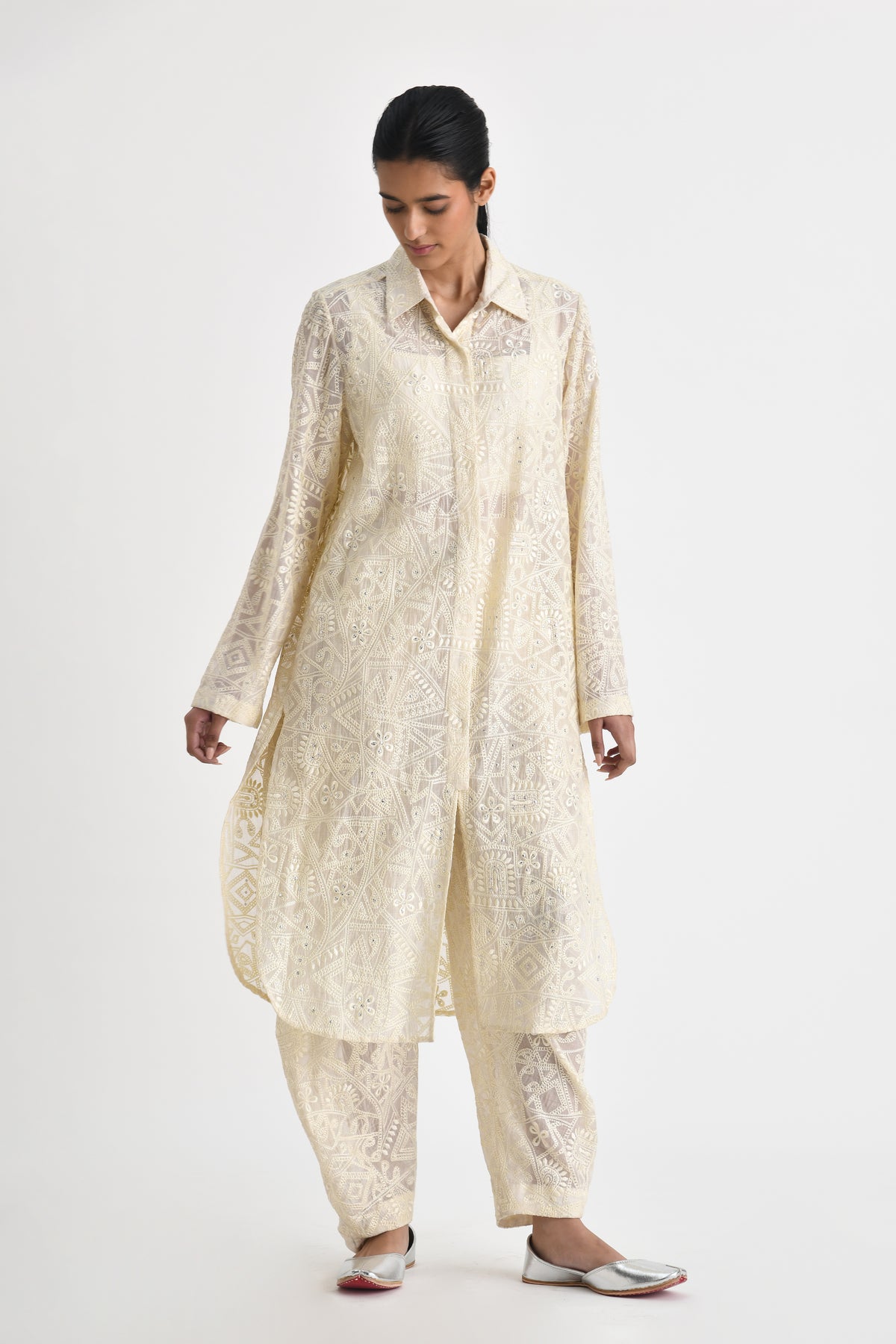 Petra Embroidered Cowl Pants