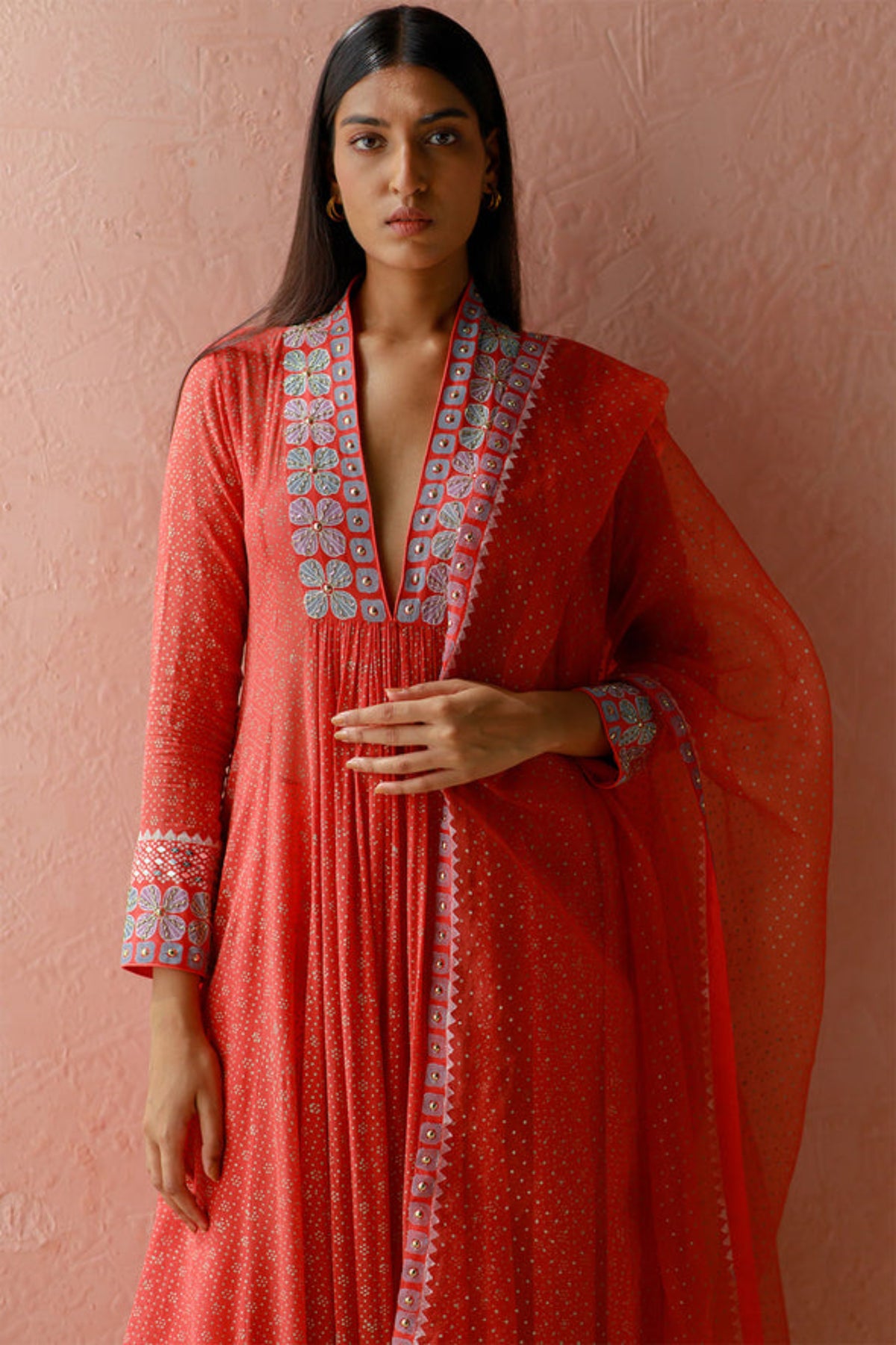 Rust kiraz anarkali set