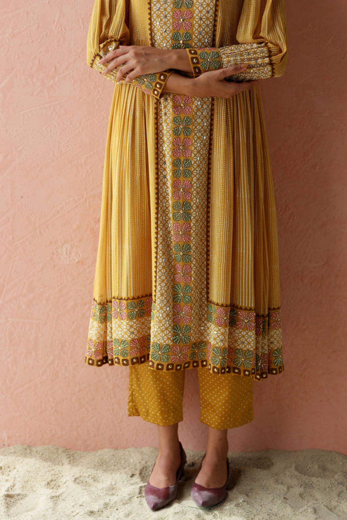 Ochre narin kurta trouser set