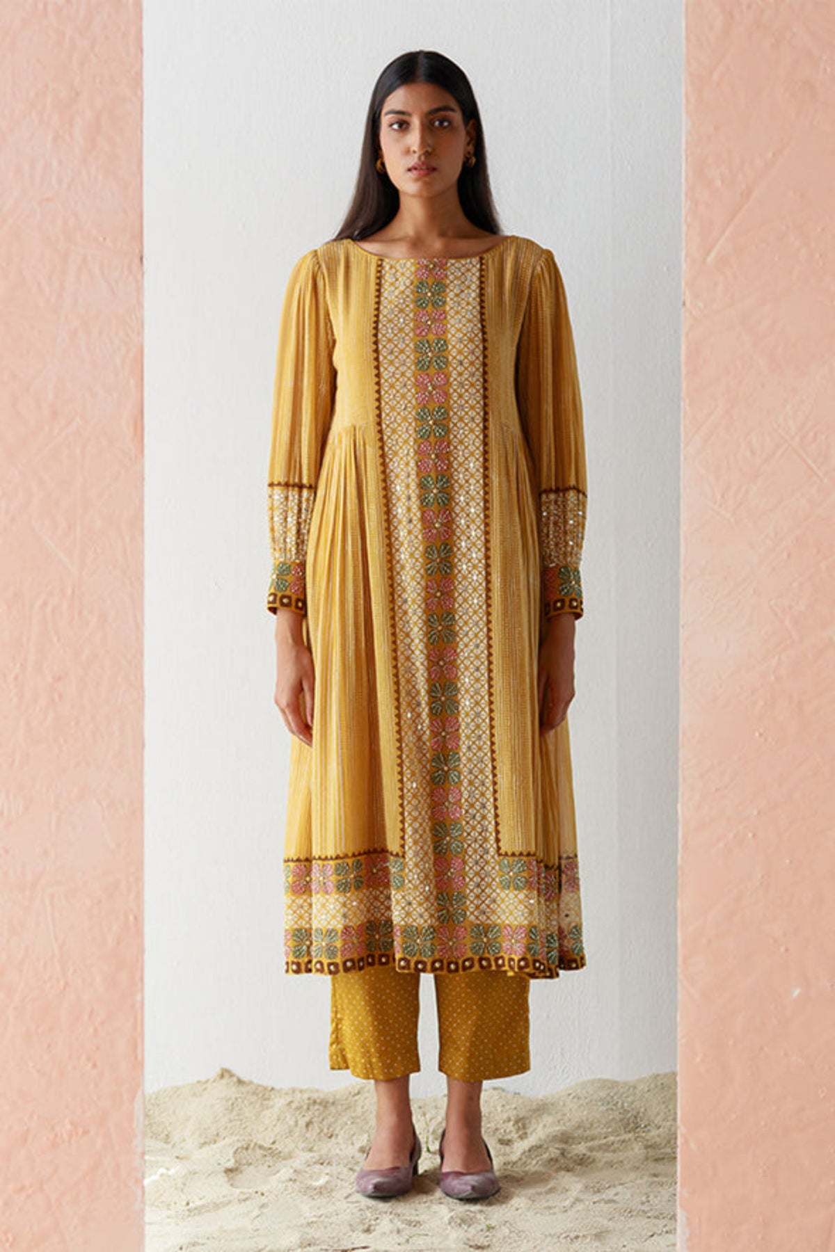 Ochre narin kurta trouser set