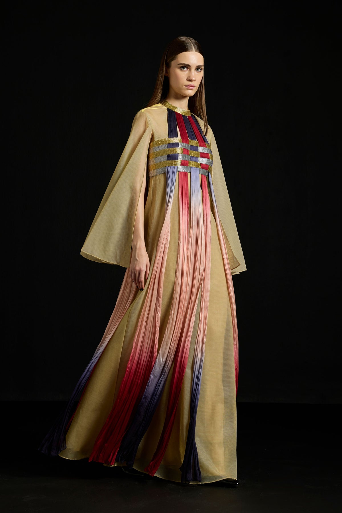 Interwoven Gradient Tulle Kaftan Dress