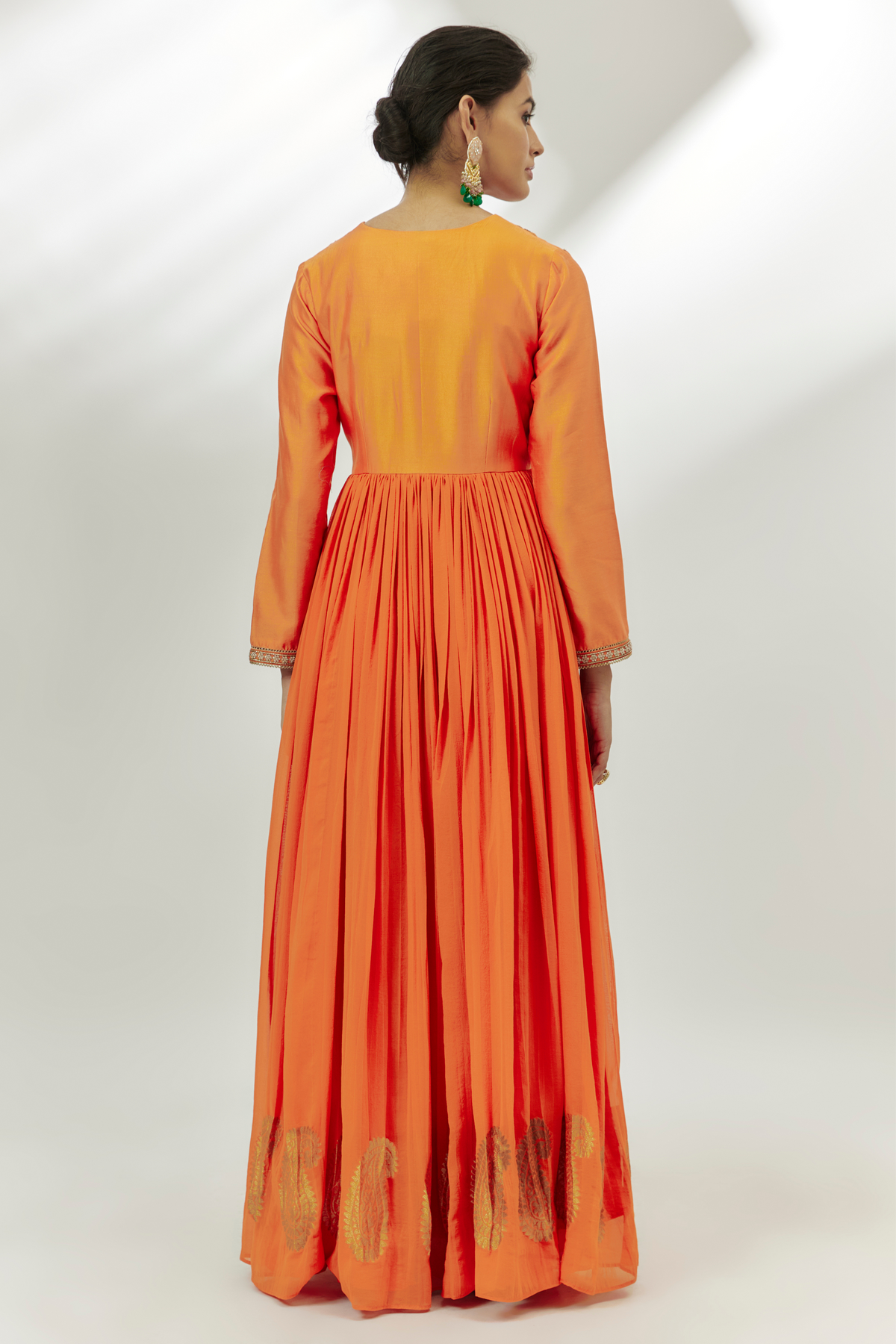 Orange Embroidered Anarkali Set