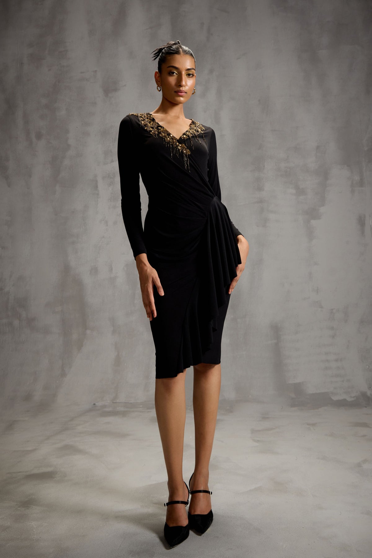Rosettes Draped Dress